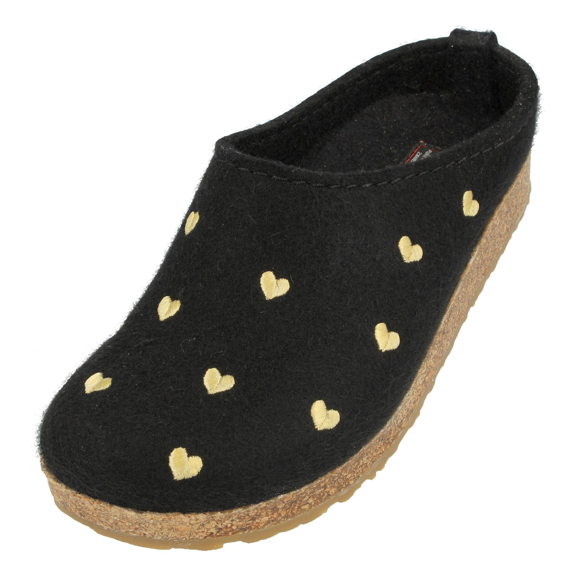 Grizzly Cuoricino Filzclog aus reinem Wollfilz Unisex Herzmotiv Hausschuh
