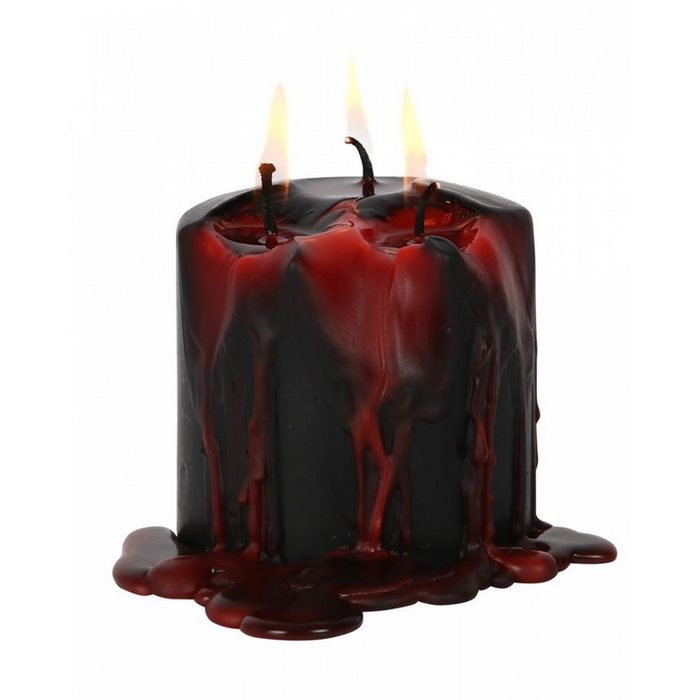 Horror-Shop Kerzenständer Kleine Schwarze Stumpenkerze mit Vampirblut 7 6cm