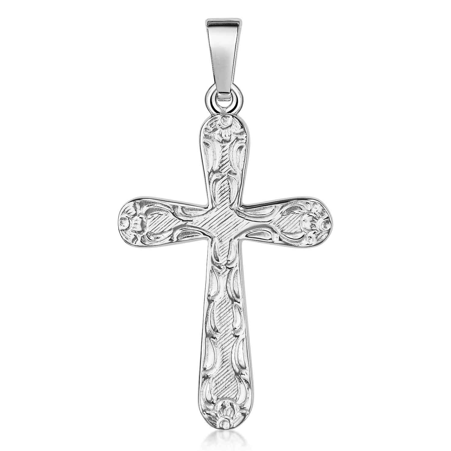 Materia Kettenanhänger Unisex Silber Kreuz Muster günstig online kaufen