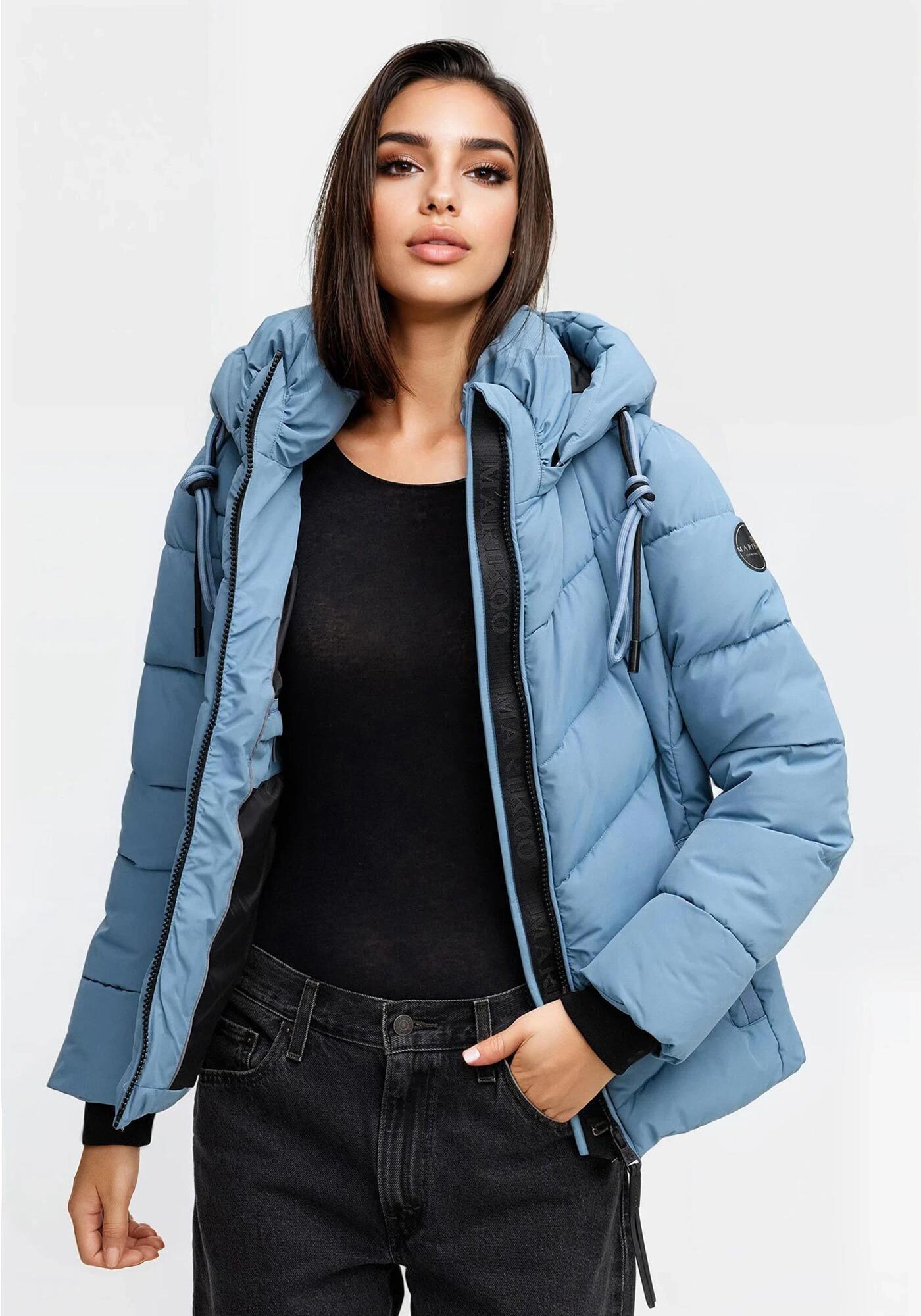 Marikoo Winterjacke Sahnemausii mit abnehmbarer Kapuze und hohem Kragen