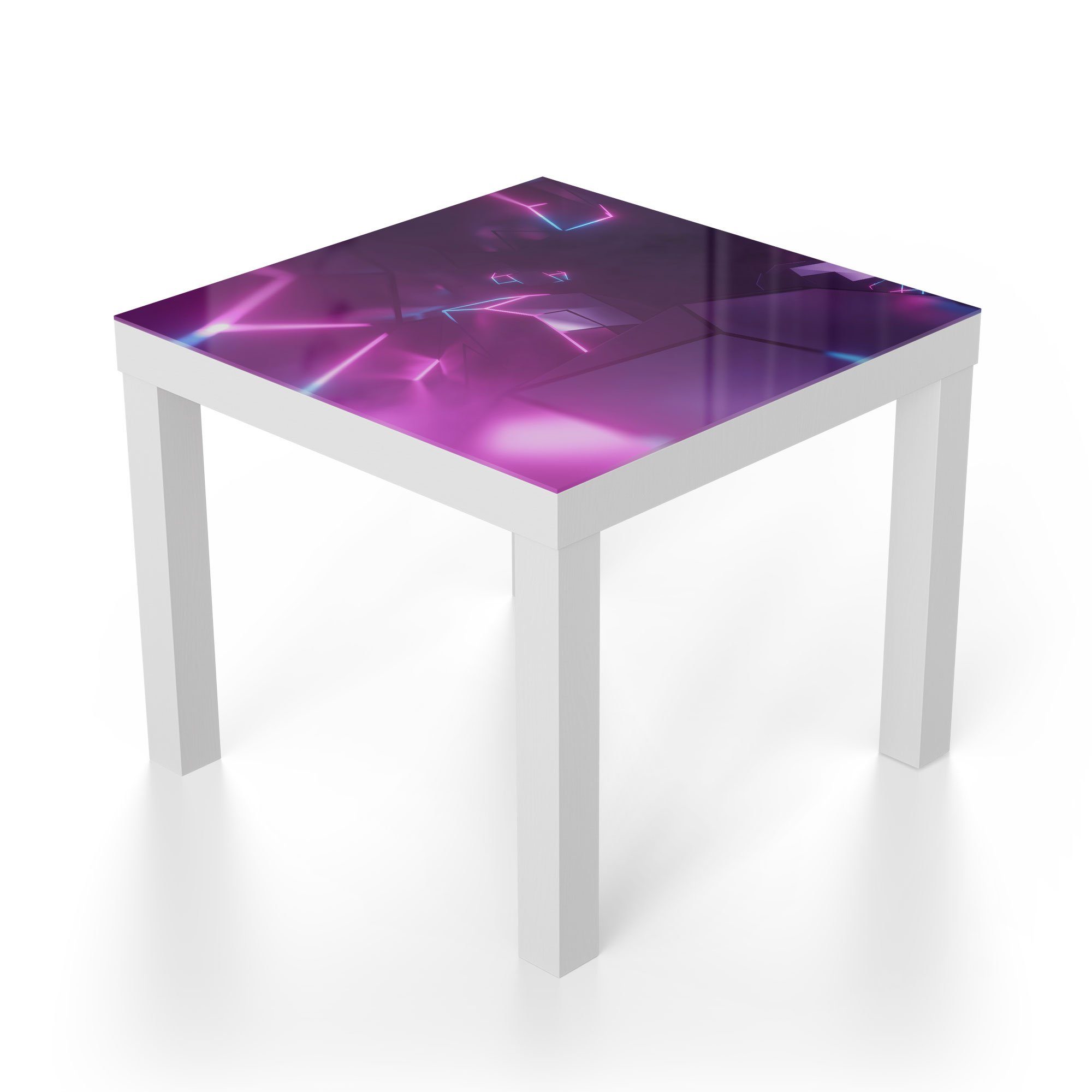 Leuchtdesign', 'Virtuelles Weiß Beistelltisch Glastisch modern Glas DEQORI Couchtisch