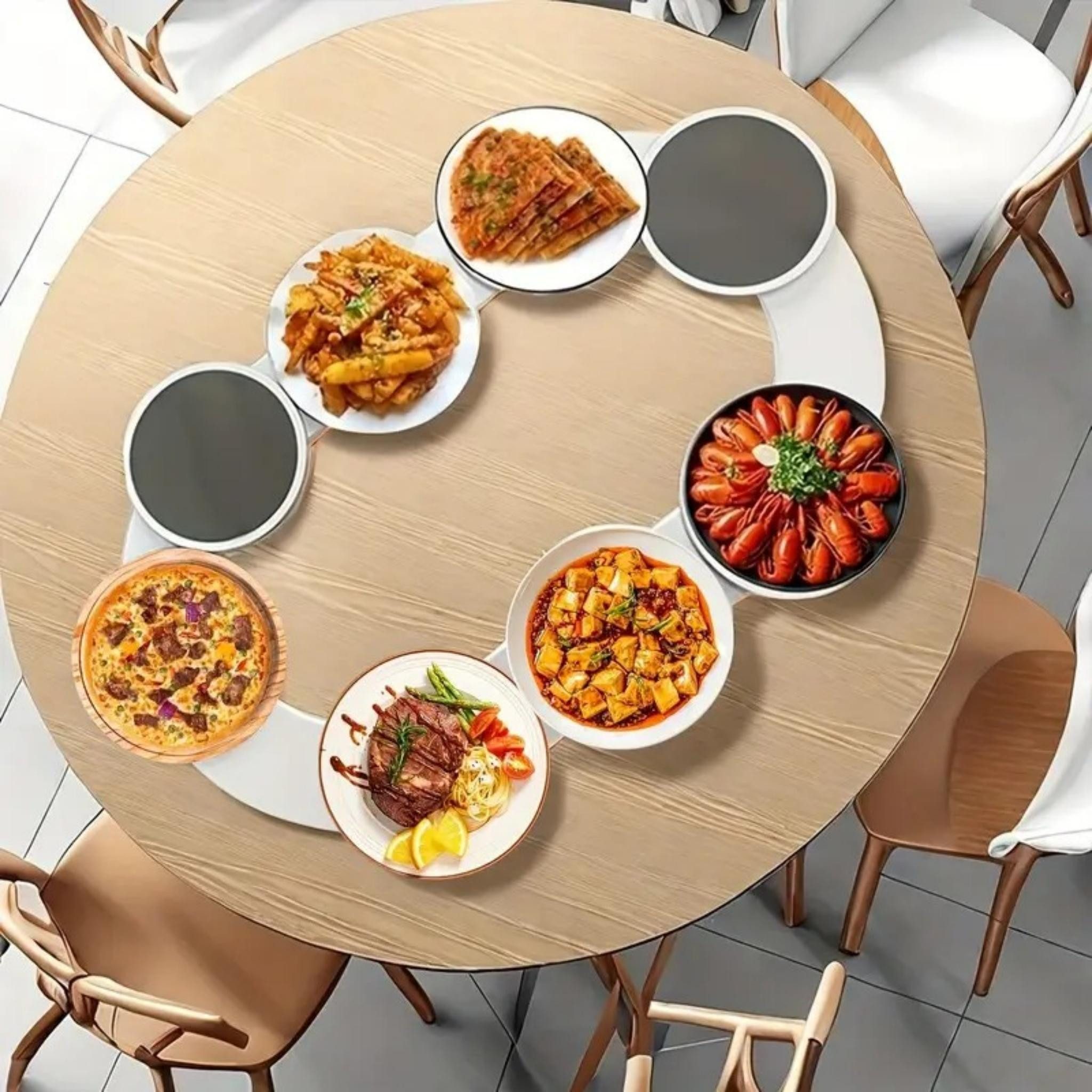 Kityhome Snackschale Drehteller 360 Grad rechteckig ausziehbar Küchen-Drehplatte, ausziehbar / verstellbare Länge,für rechteckige Tische