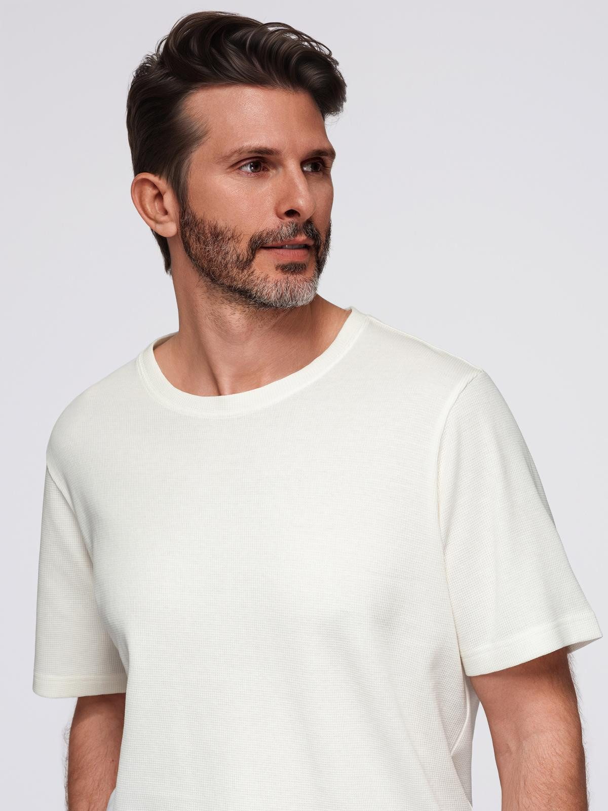 OMBRE T-Shirt T-Shirt mit Waffelstruktur und Rundhalsausschnitt