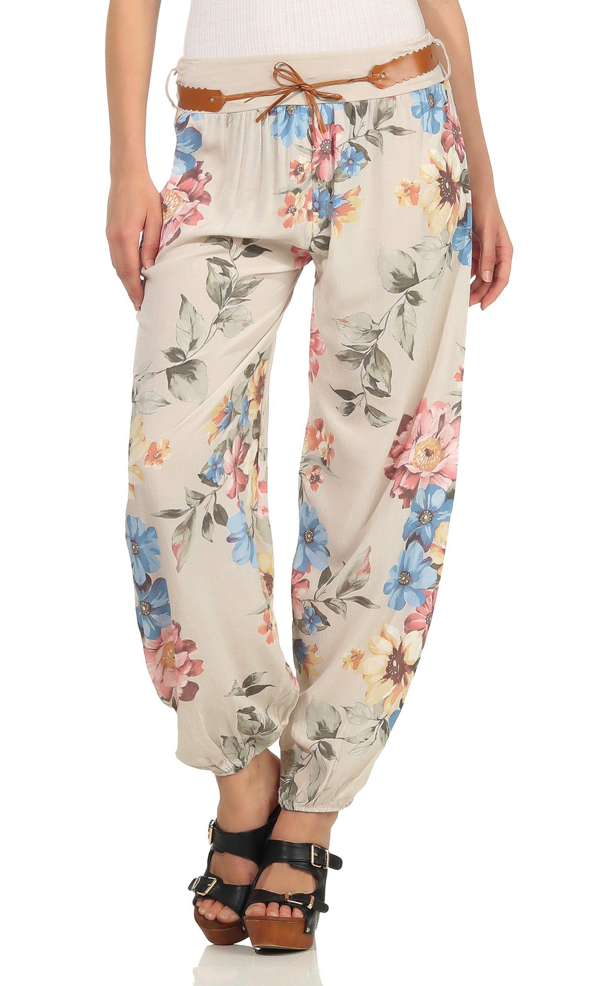Mississhop Haremshose Ballonhose Pluderhose Pumphose Aladinhose mit Gürtel M.324