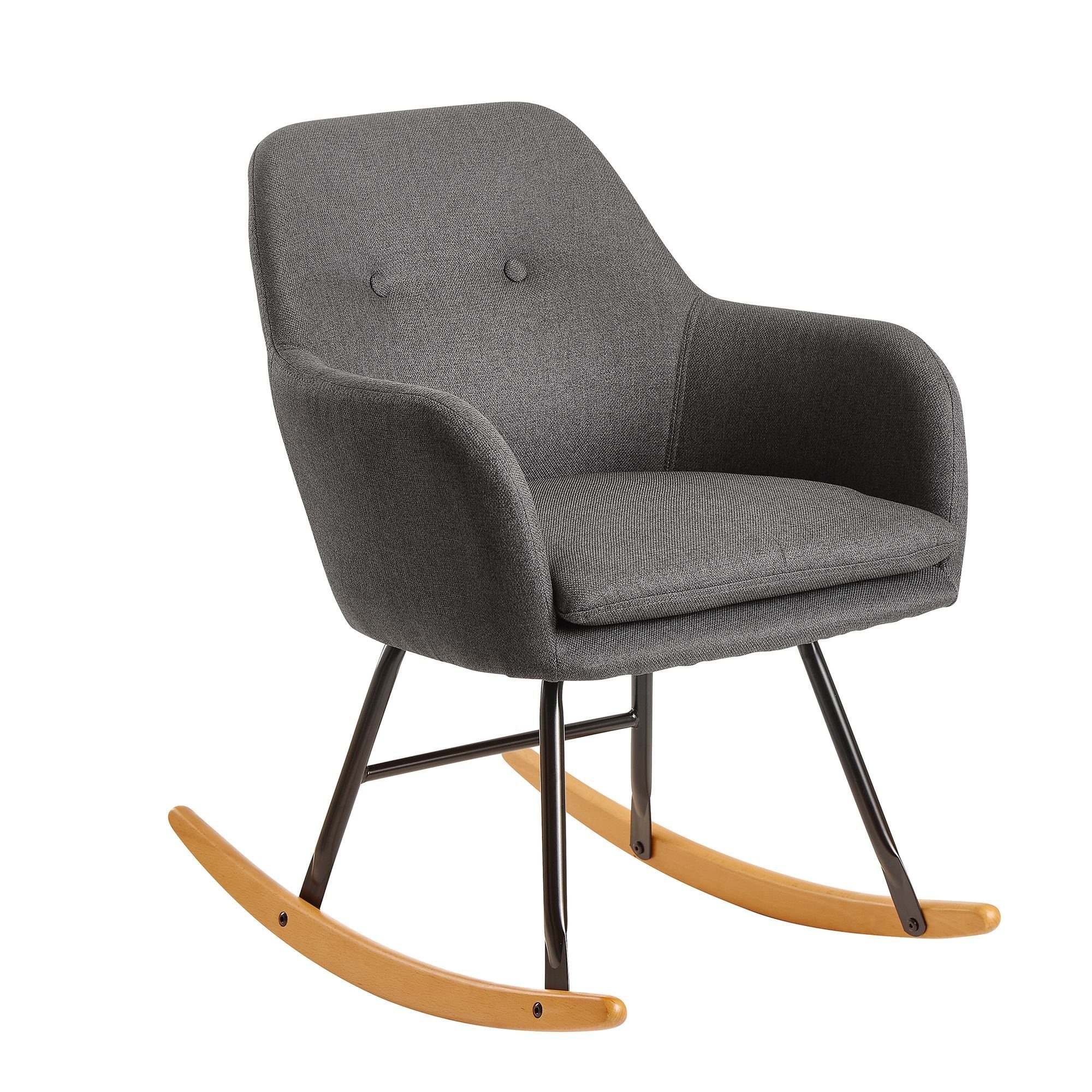 KADIMA DESIGN Schaukelstuhl Gemütlicher Stuhl: Skandinavisches Design, kompakte Größe Anthrazit | Anthrazit