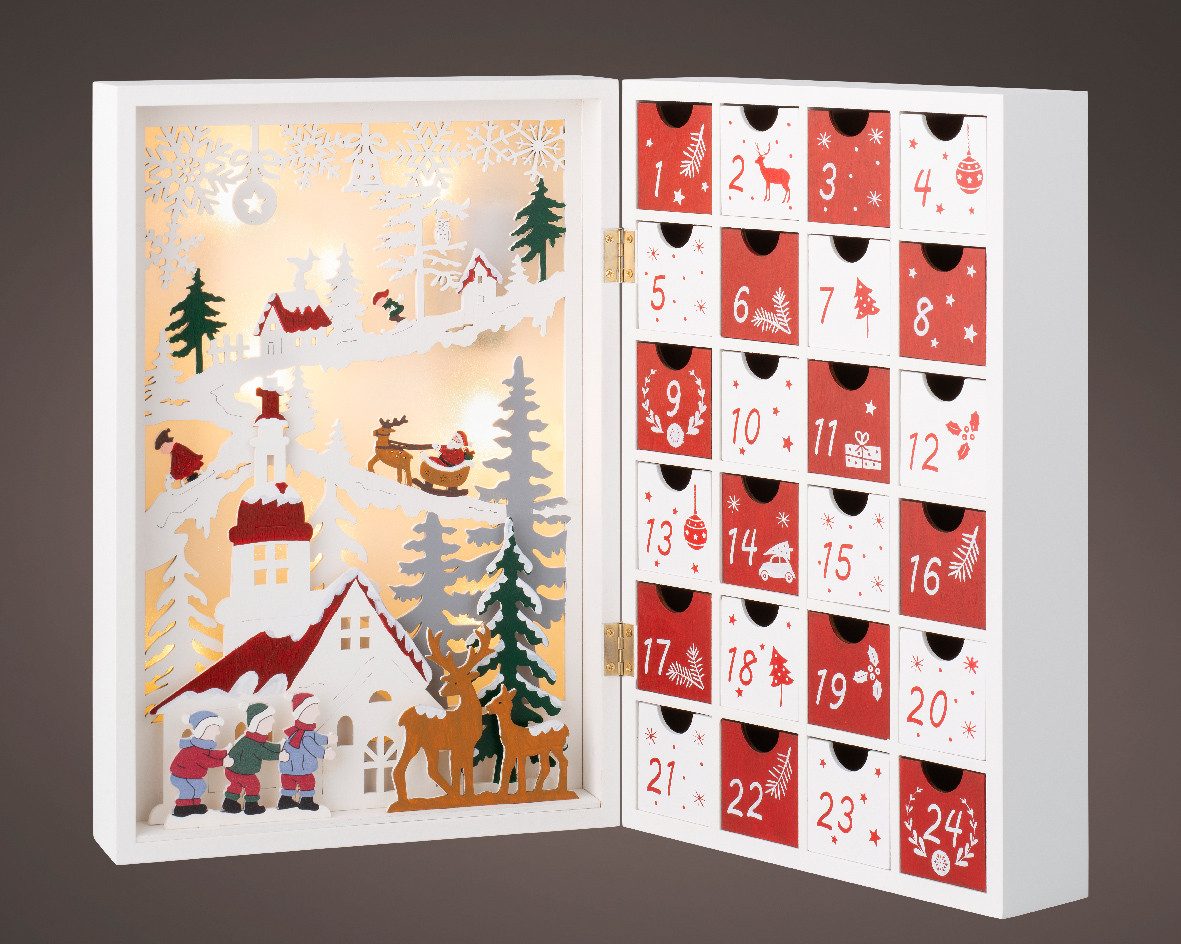 Lumineo befüllbarer Adventskalender Adventskalender 2026 Holz DIY bestücken Frauen Kinder 35cm bunt (1-tlg), wiederverwendbar – Bild 2 von 5