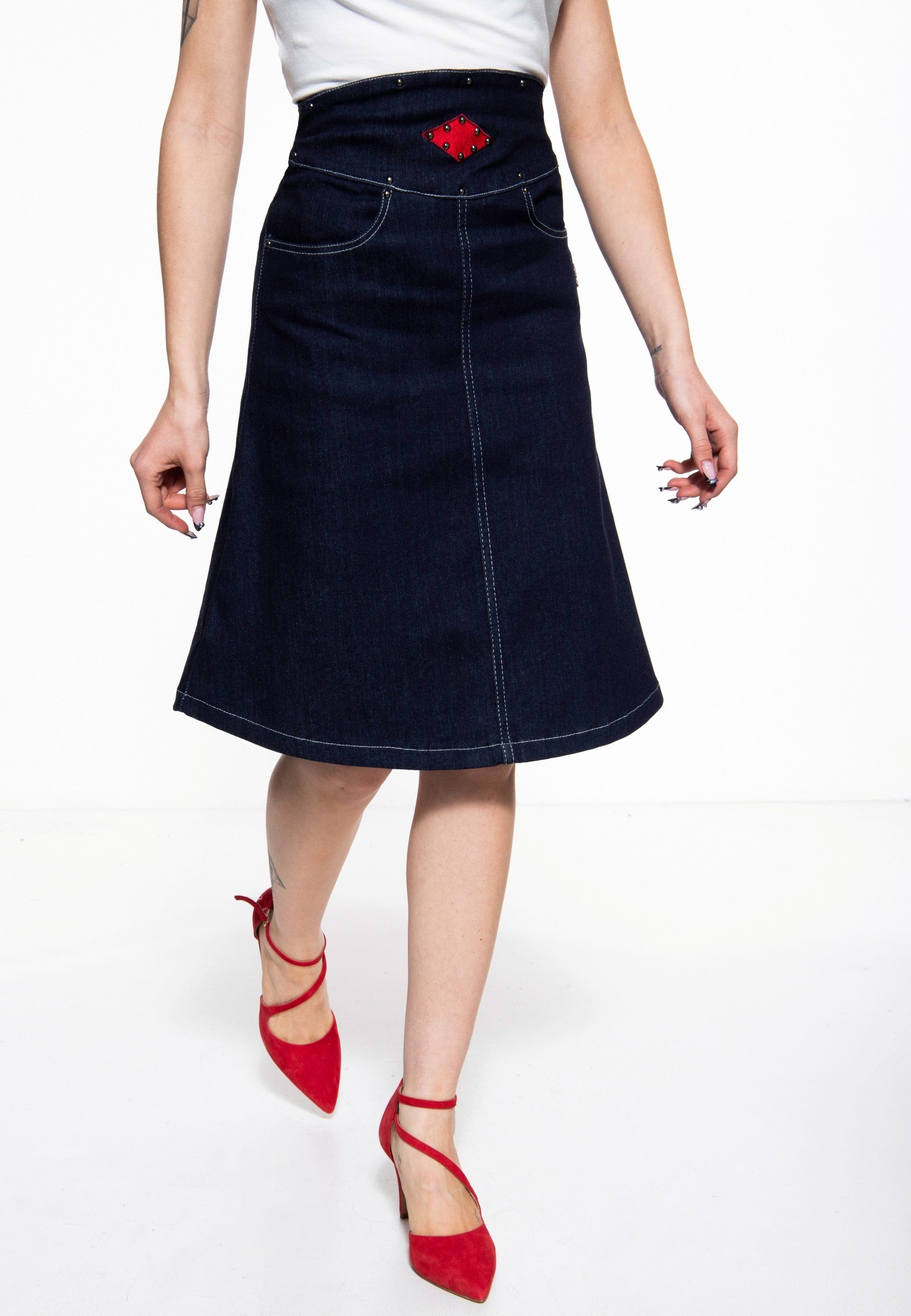 QueenKerosin A-Linien-Rock mit hohem Bund günstig online kaufen