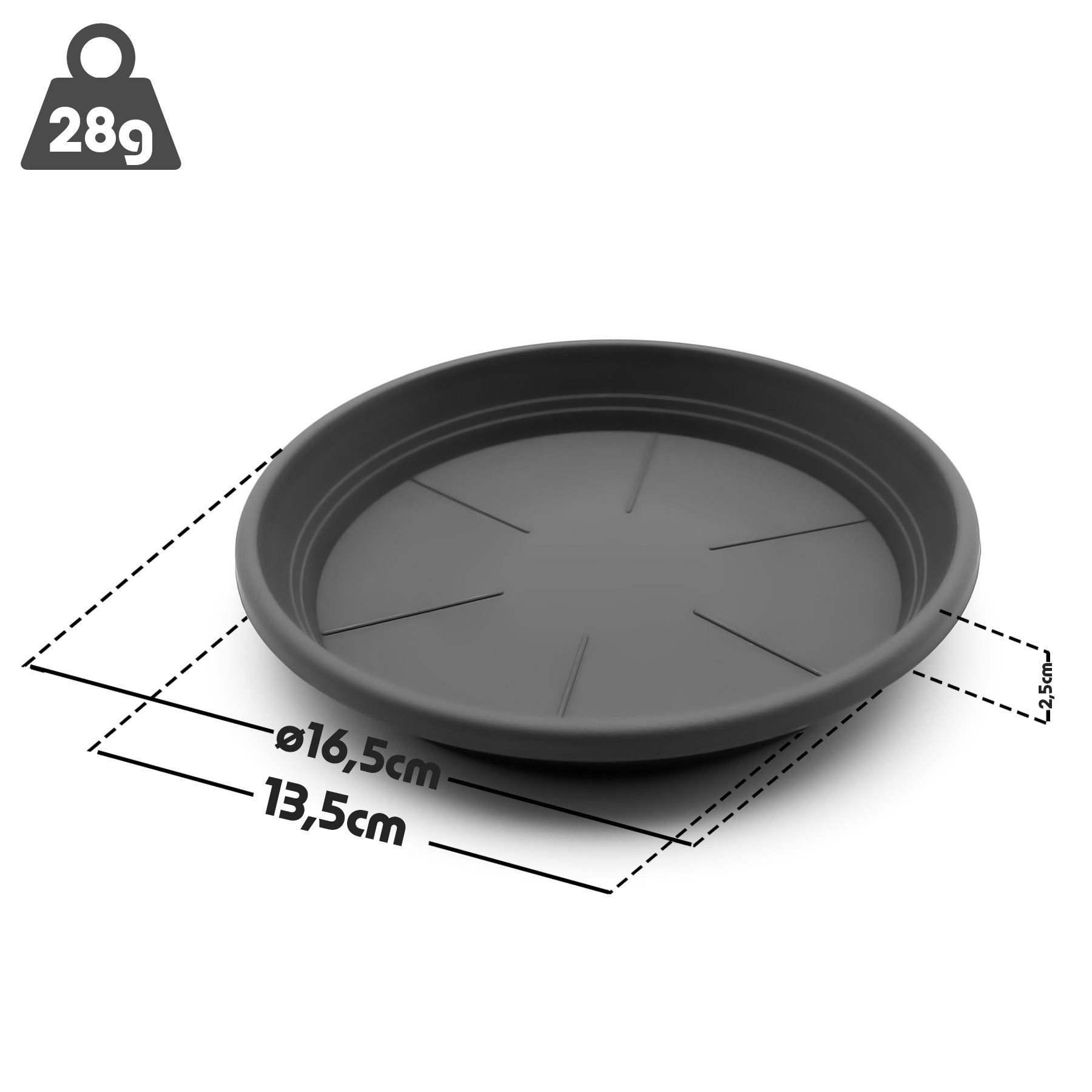 BigDean Blumentopfuntersetzer 20 Stück Topfuntersetzer Ø 16,5 cm in Anthrazit Made in Europe, Zubehör für Pflanztöpfe, Set, 20-tlg., Klassische Blumentopfuntersetzer, Zeitlos im Design, Robust