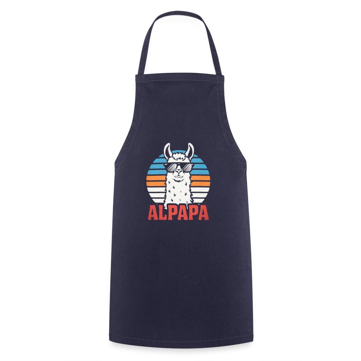 Spreadshirt Kochschürze Alpapa Cooles Alpaka Dad Kochschürze, (1-tlg)