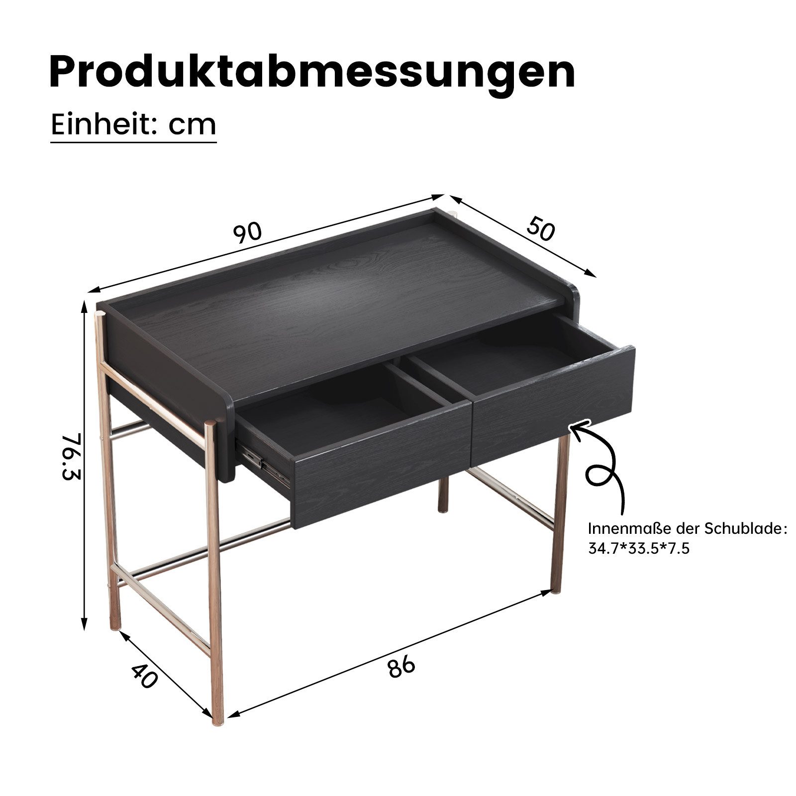 Guyii Schminktisch ohne Spiegel, moderner Kosmetiktisch mit Schubladen (1-St), für kleine Räume