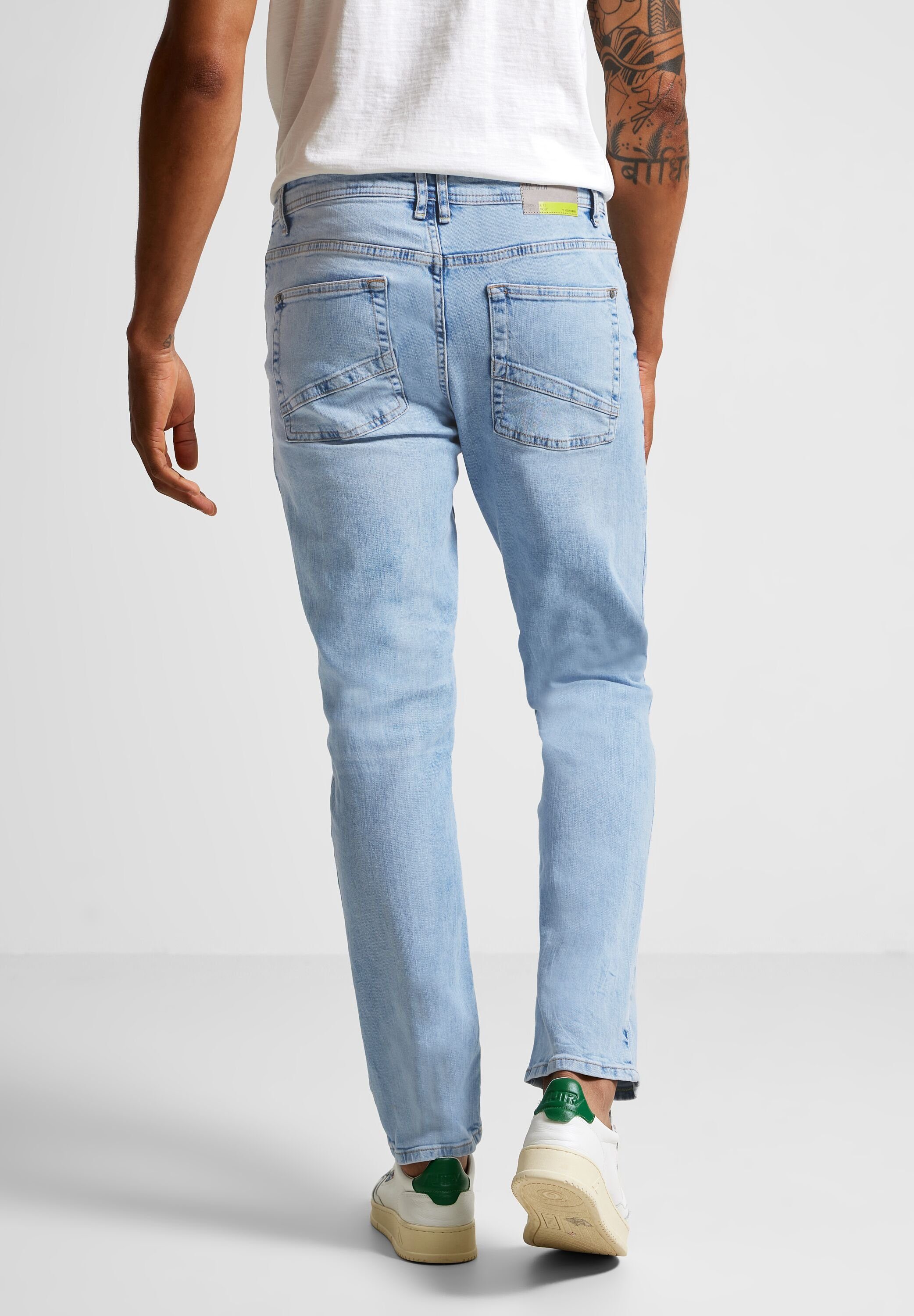 ONE in 5-Pocket-Style, Gerade Jeans Bleachedoptik STREET Waschung Hellblaue MEN