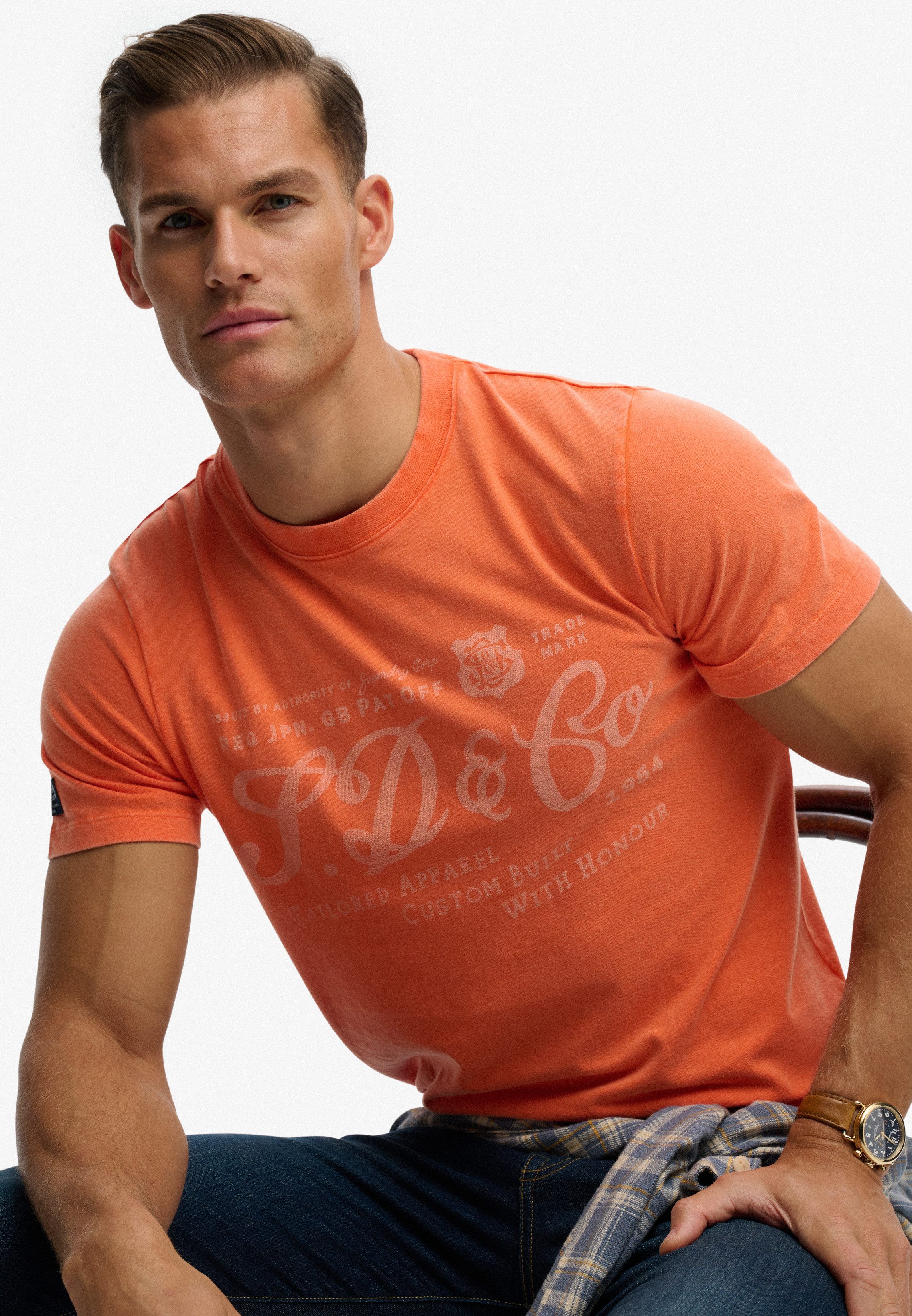 Superdry Rundhalsshirt Industry Worker Relaxed Tee aus Baumwolle und Single Jersey, Regular Fit, mit Druck, Kurzarm