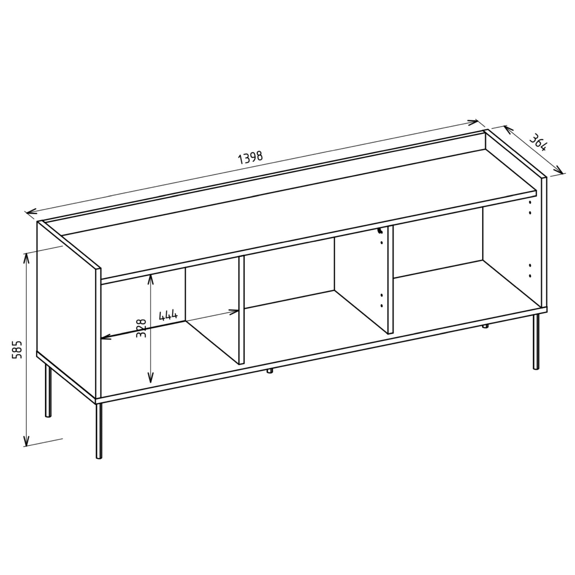 Selsey TV-Schrank TOVI Lowboard mit Stauraum und Metallfüßen, 175 / 140 cm breit – Bild 5 von 5