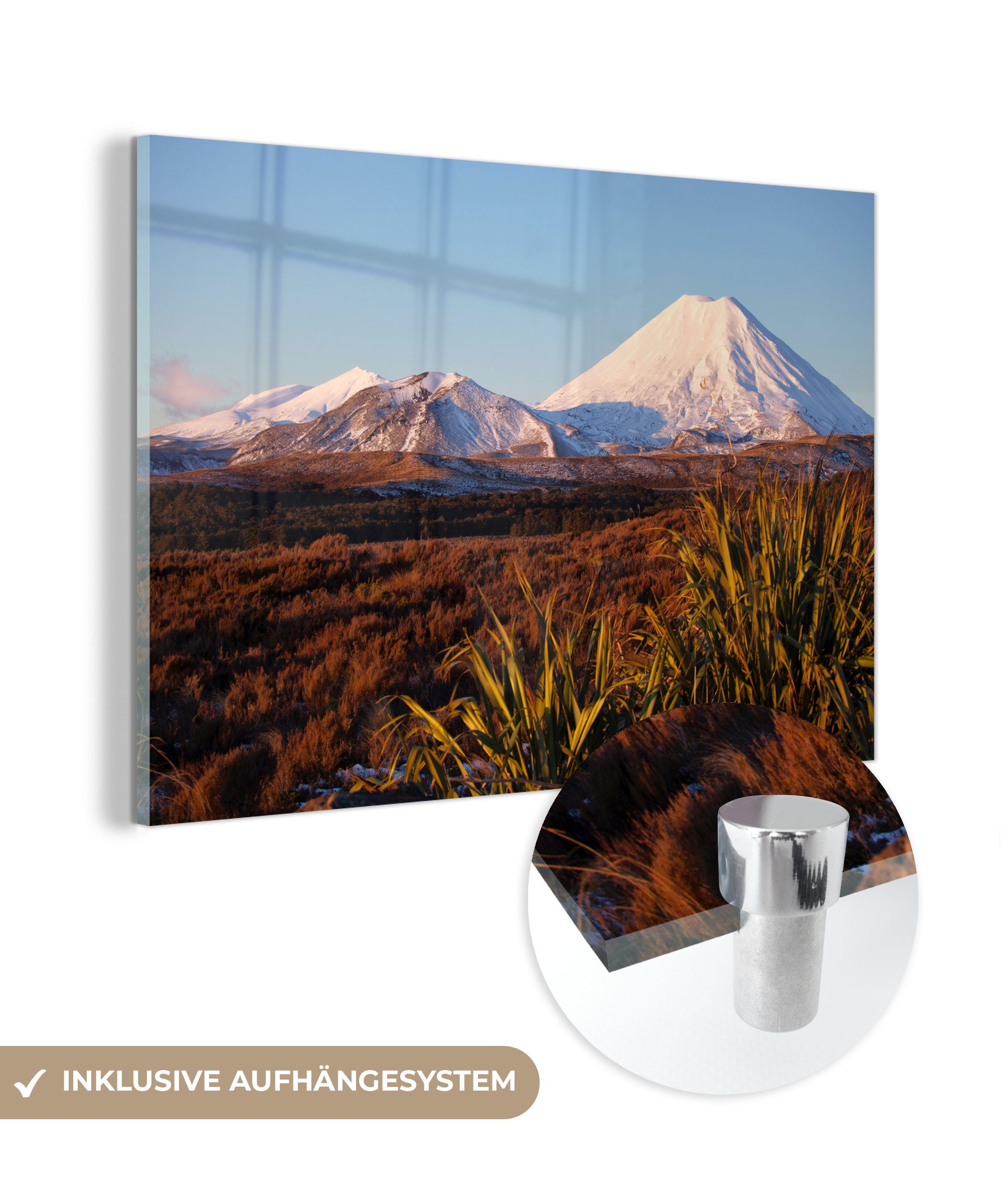 MuchoWow Acrylglasbild Vulkan im Tongariro-Nationalpark in Neuseeland, (1 St), Acrylglasbilder Wohnzimmer & Schlafzimmer