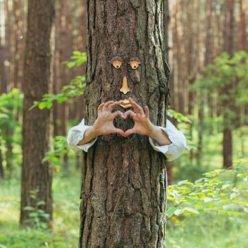 relaxdays Gartenfigur Baumgesicht 4-teilig