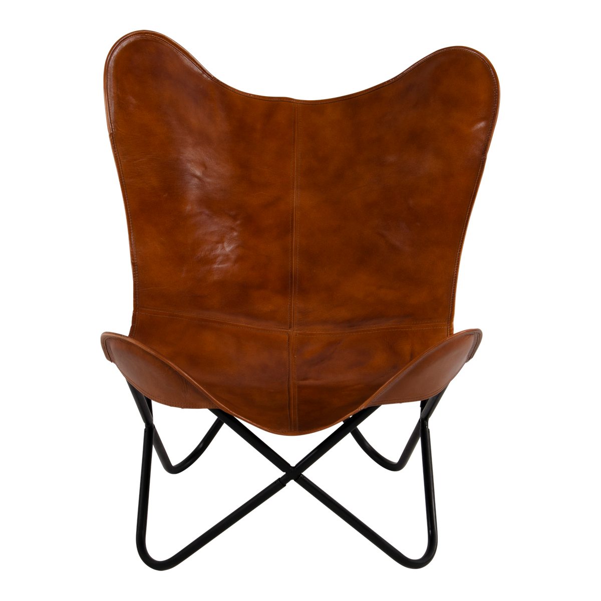 Lesli Living Cocktailsessel Schmetterlingsstuhl Butterfly Chair Buffalo braun 75x75x87 cm Leder