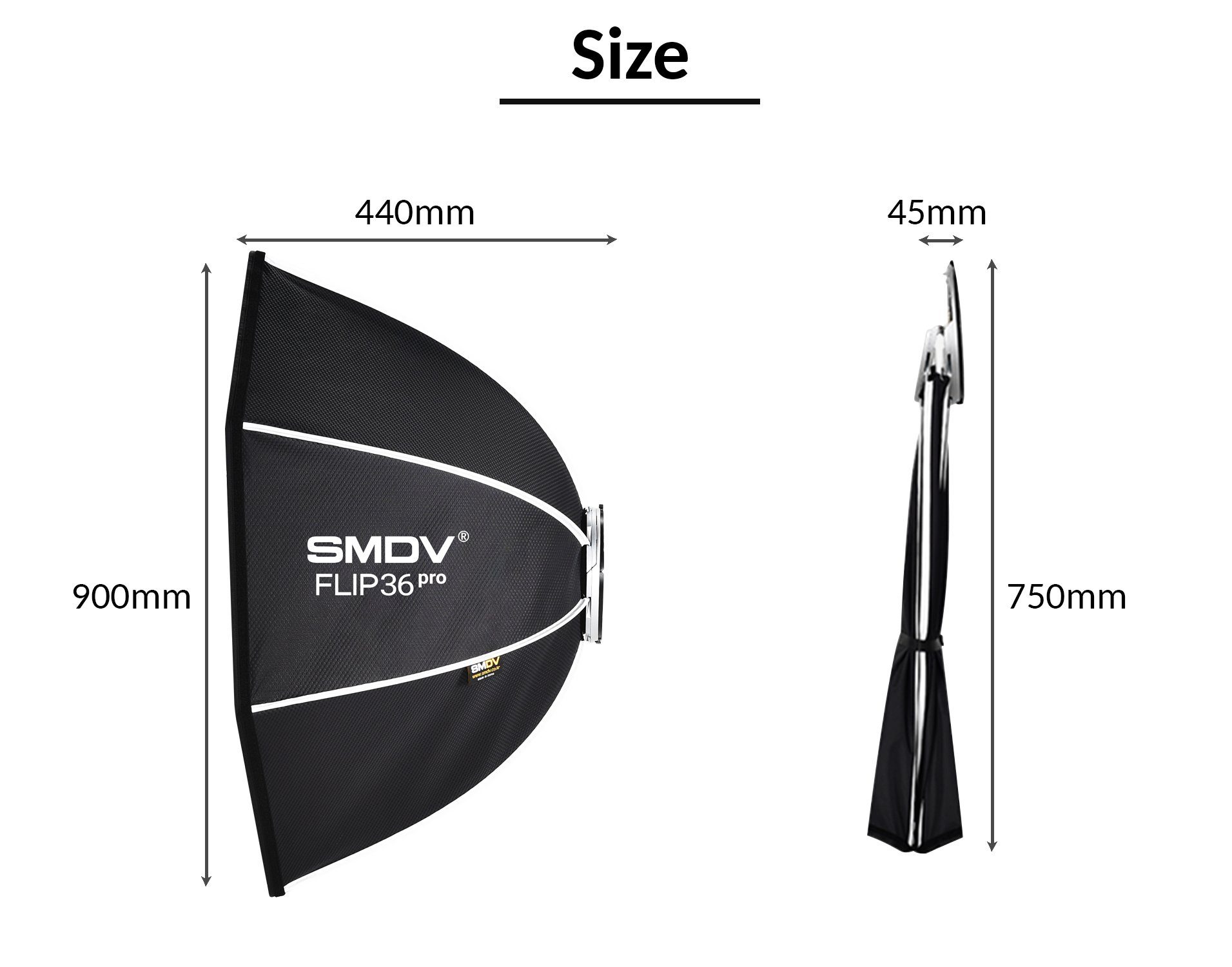 Softbox SMDV Softbox einsatzbereit Impulsfoto Speedbox-Flip36 Ø, Blitzschnell PRO 90cm