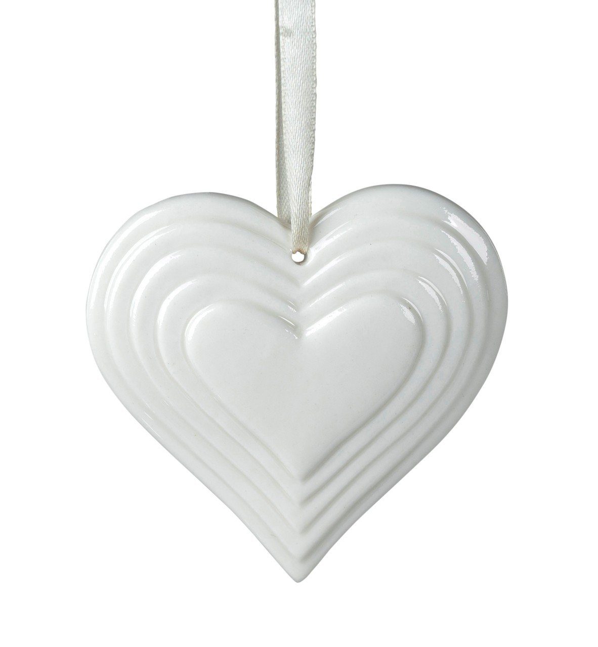 Dekohänger formano Weiß D:8cm Porzellan Hearts,
