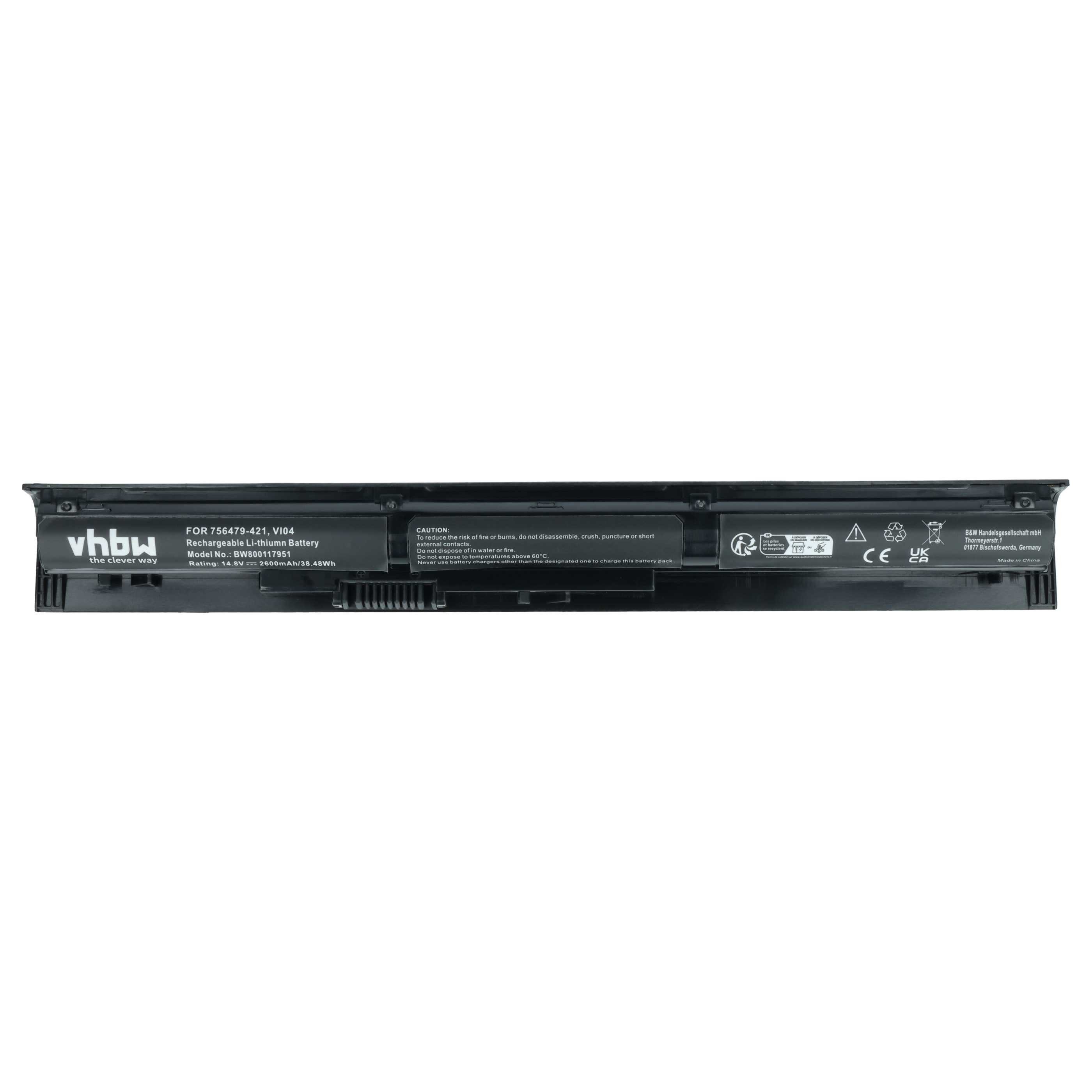 vhbw Akku passend für HP Pavilion 17-f245ng, 17-f262ng, 17-F288NR, Laptop-Akku Akku Li-Ion 2600 mAh (14,4 V, 1 St), Leistungsfähiger Austausch-Akku für Notebook, Wiederaufladbar, Jede