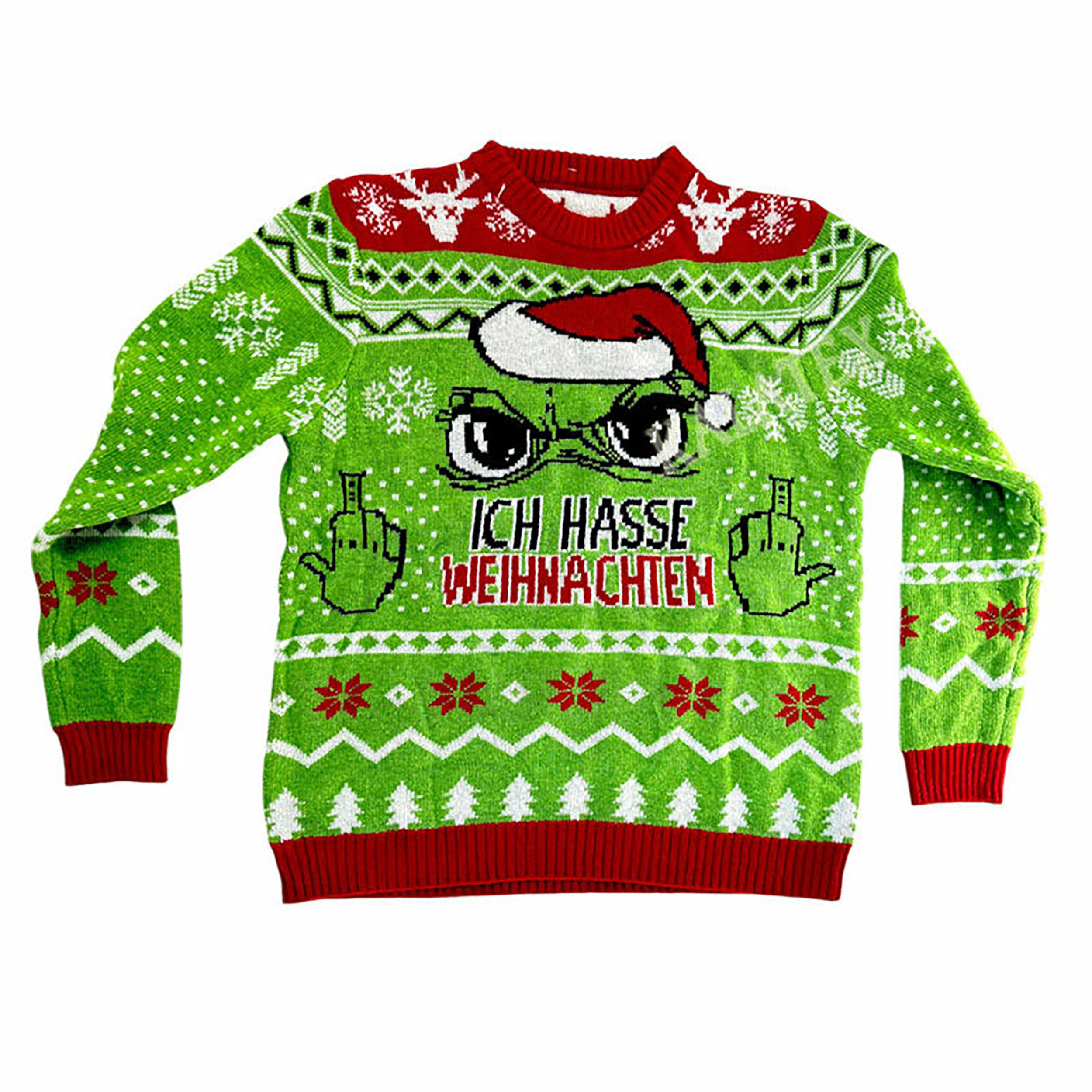 TOPCENT Weihnachtspullover Muffel Herren-Strickpullover, S-XXL, "Ich hasse Weihnachten"