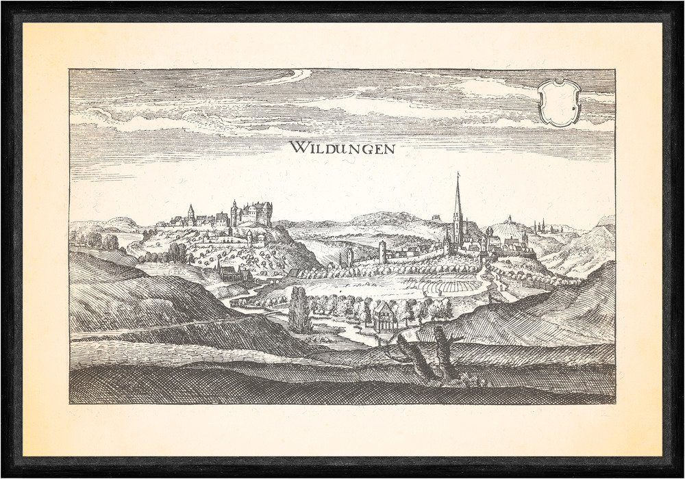 Kunstdruck Wildungen Staatsbad Quellenmuseum Schloss Friedrichstein Faks_Merian