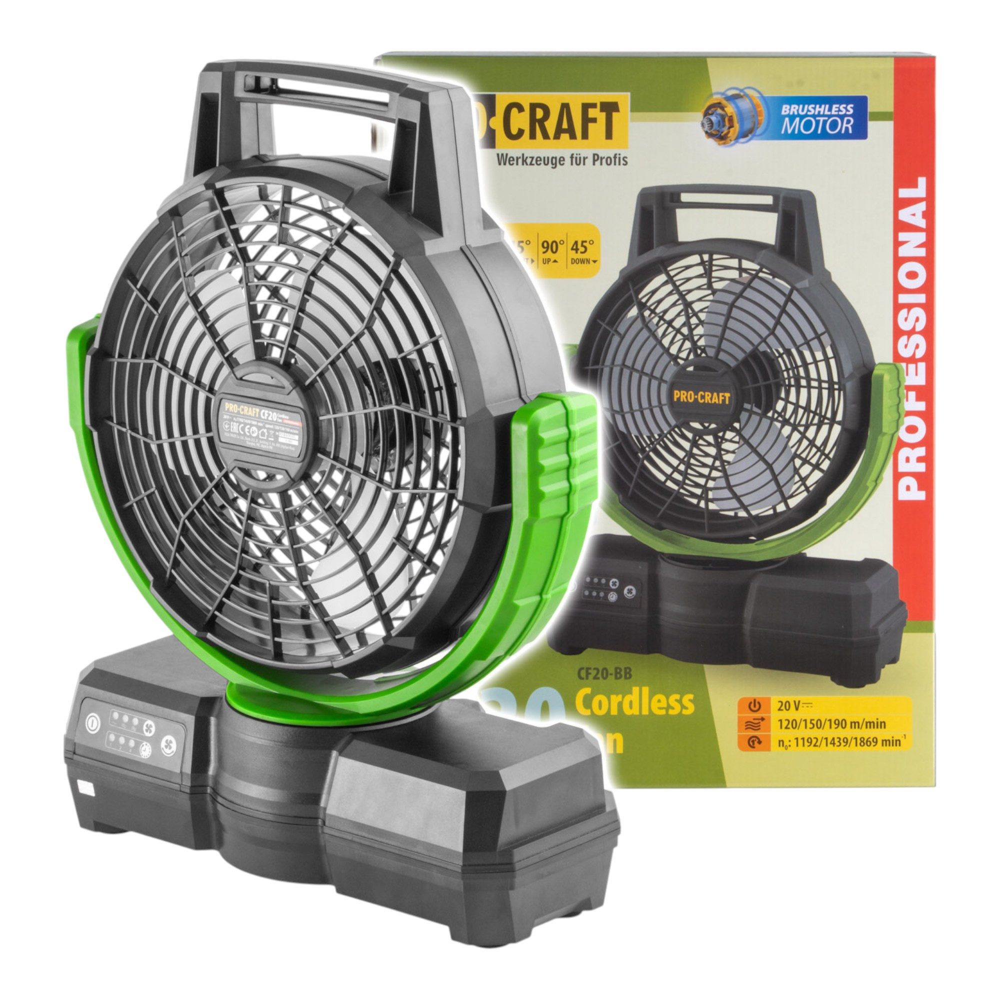 PRO CRAFT Akku-Standventilator CF20bb Akku Ventilator 20V 235 mm Solo - ohne Akku, ohne Ladegerät