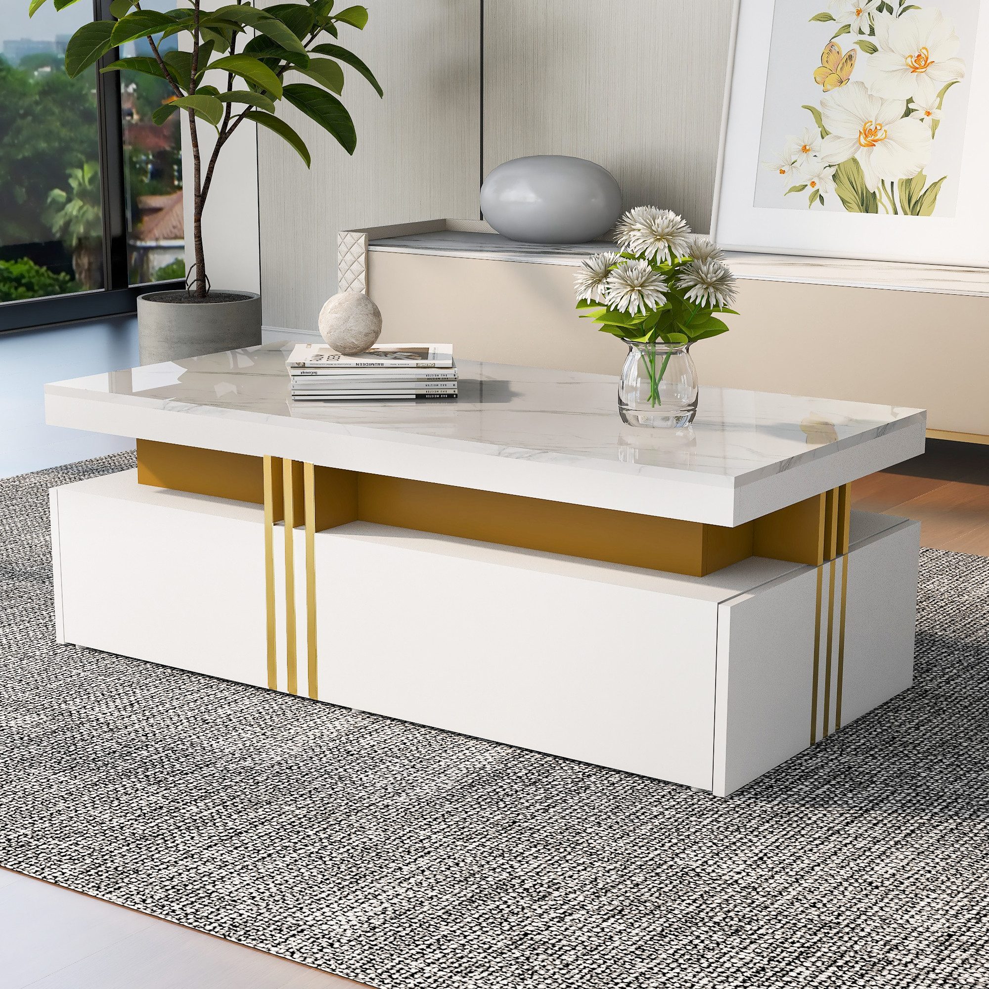 STILVORA Wohnzimmer-Set mit Schubladen,Hochglanz-Couchtisch Sofatisch mit günstig online kaufen