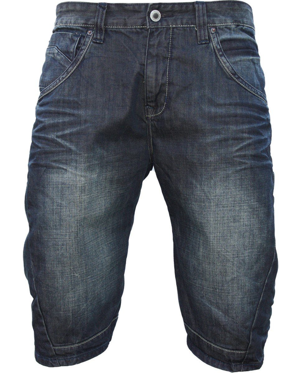 Shine Original Jeansshorts dunkelblau mit cooler Faltenbildung