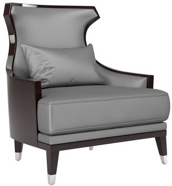 Casa Padrino Couchtisch Luxus Set Silber / Schwarz / Dunkelbraun - 2 Sofas & 2 Sessel & 1 Couchtisch & 2 Beistelltische - Luxus Möbel