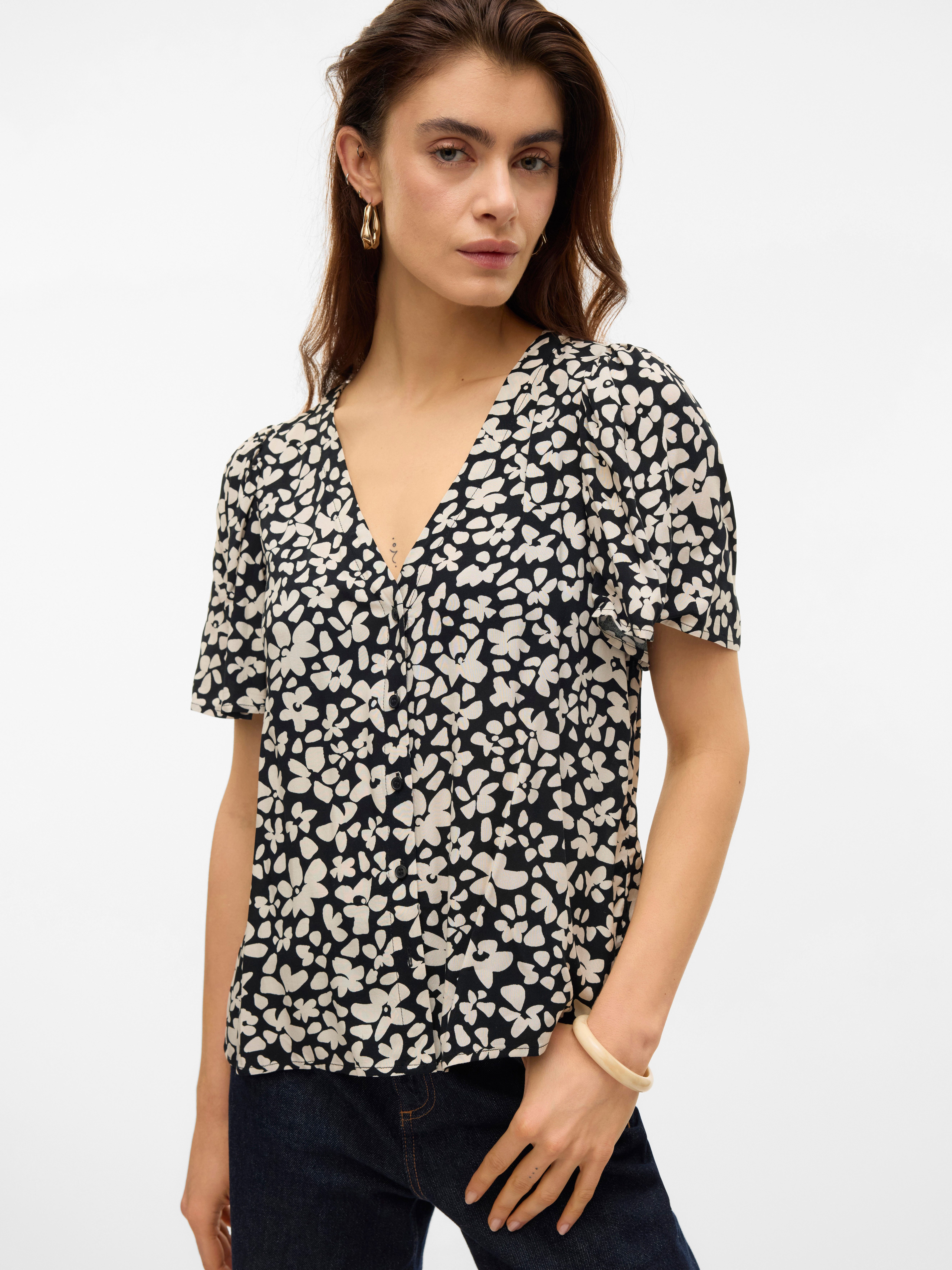 Vero Moda Kurzarmbluse VMALBA SS V-NECK günstig online kaufen