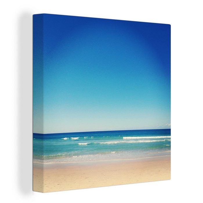 OneMillionCanvasses® Leinwandbild Strand - Meer - Blau (1 St) Leinwand Bilder für Wohnzimmer Schlafzimmer