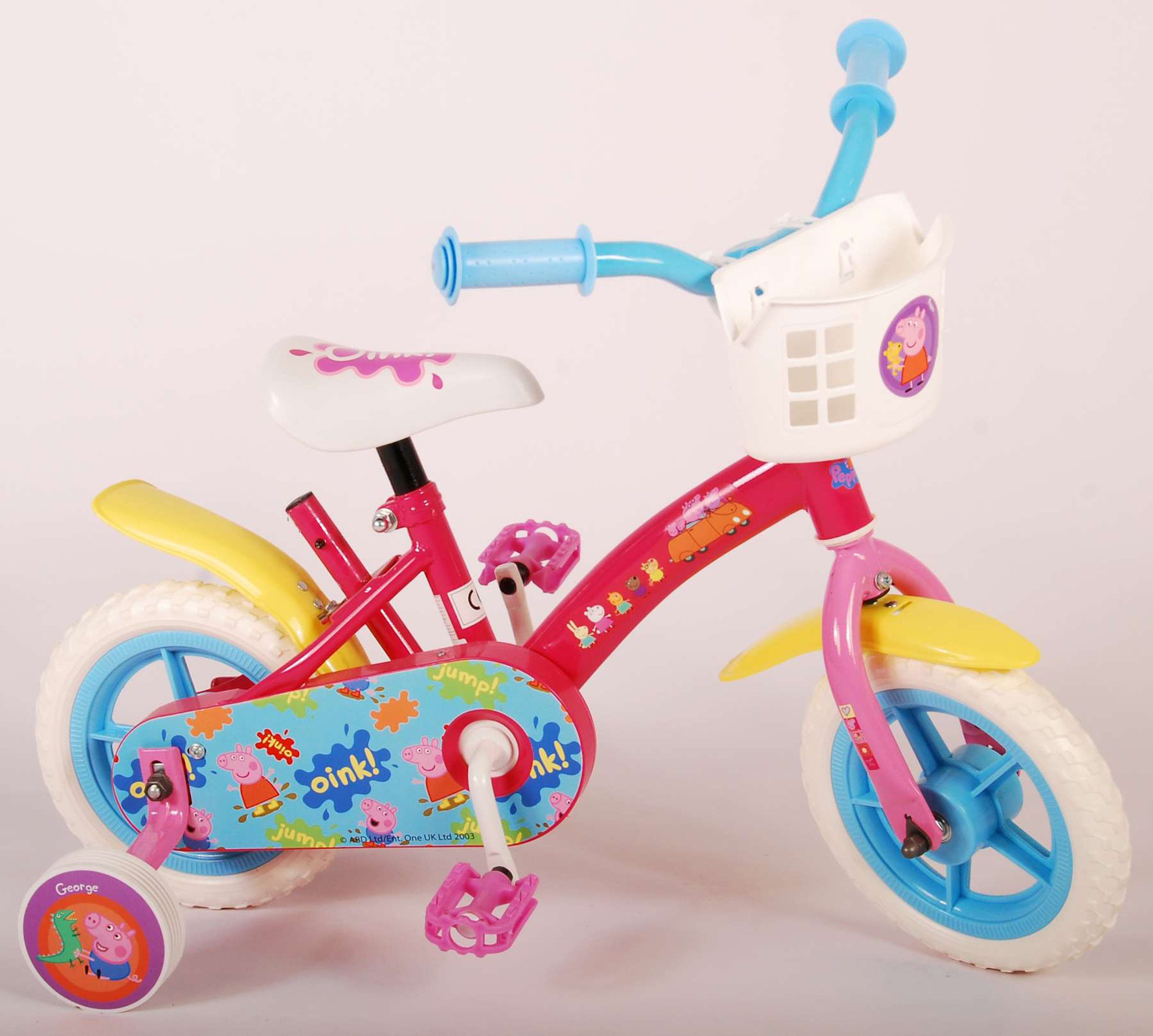 TPFSports Kinderfahrrad Volare Peppa Pig 10 Zoll, 1 Gang, (Mädchen Fahrrad - Rutschfeste Sicherheitsgriffe), Kinder Fahrrad 10 Zoll mit Stützräder Laufrad Mädchen Kinderrad