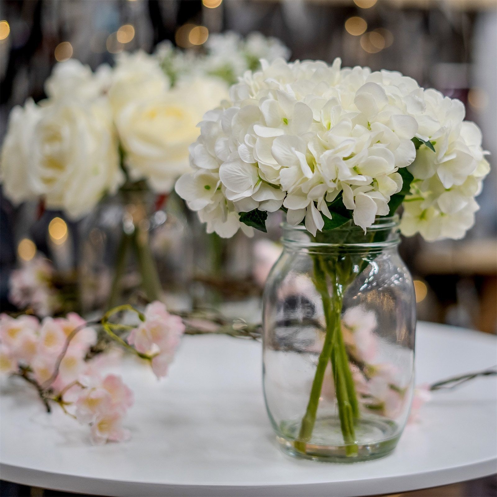 Kunstblume Hortensie Weiß in Vase Kunstblume Flora Hortensie, HTI-Living, H günstig online kaufen