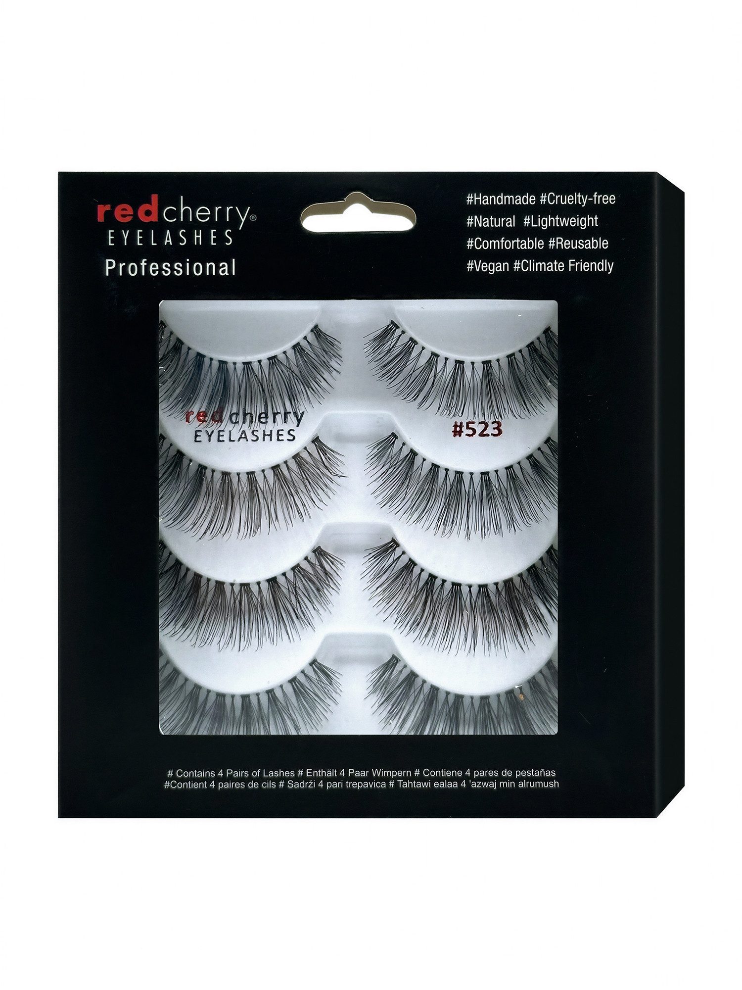 Red Cherry Eyelashes Bandwimpern 523 - 4 Pairs, Falsche Wimpern Streifen, Strip Lashes, Dramatic Lashes