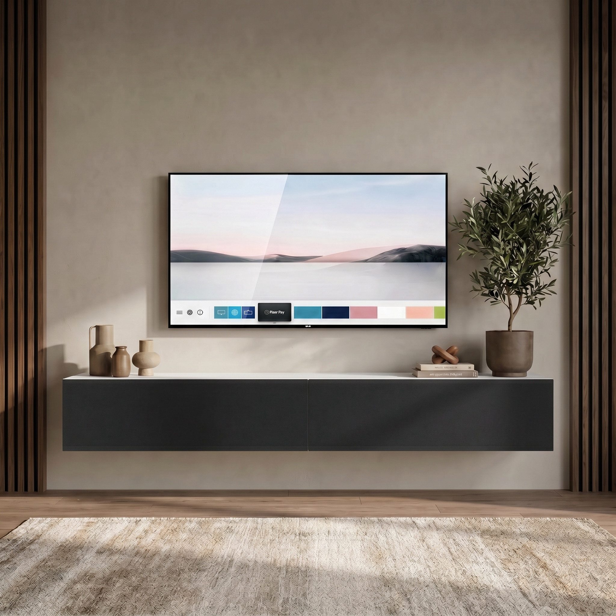 InnoFurn TV-Board Vela (2x hängender Fernsehschrank), Sanftes Öffnen, Made in Germany, Modernes Design