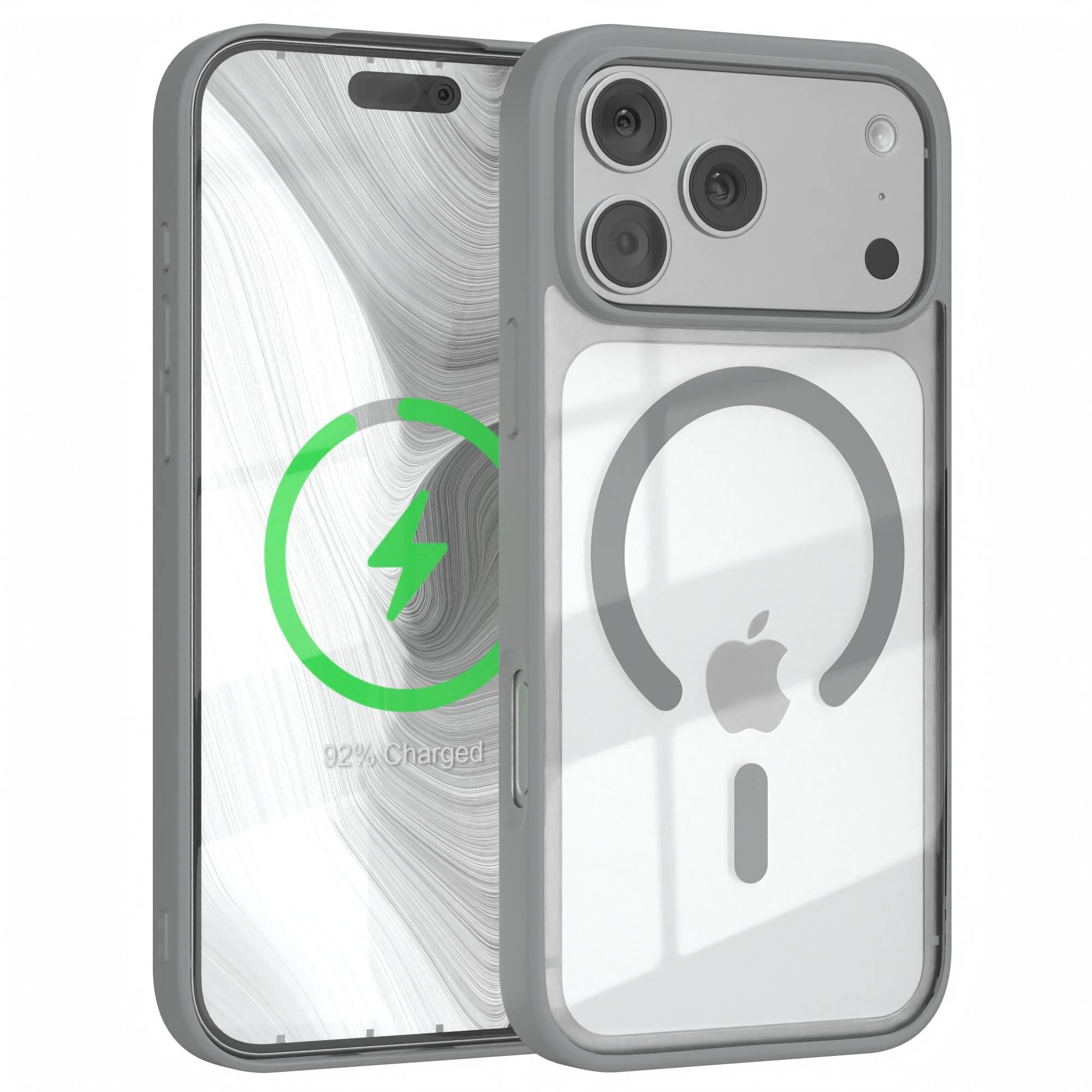 EAZY CASE Handyhülle Transparente Hülle mit MagSafe iPhone 17 Pro Max 6,9 Zoll, Back Cover Slimcover mit Displayschutz, Magsafefunktion, Bumper-Hülle