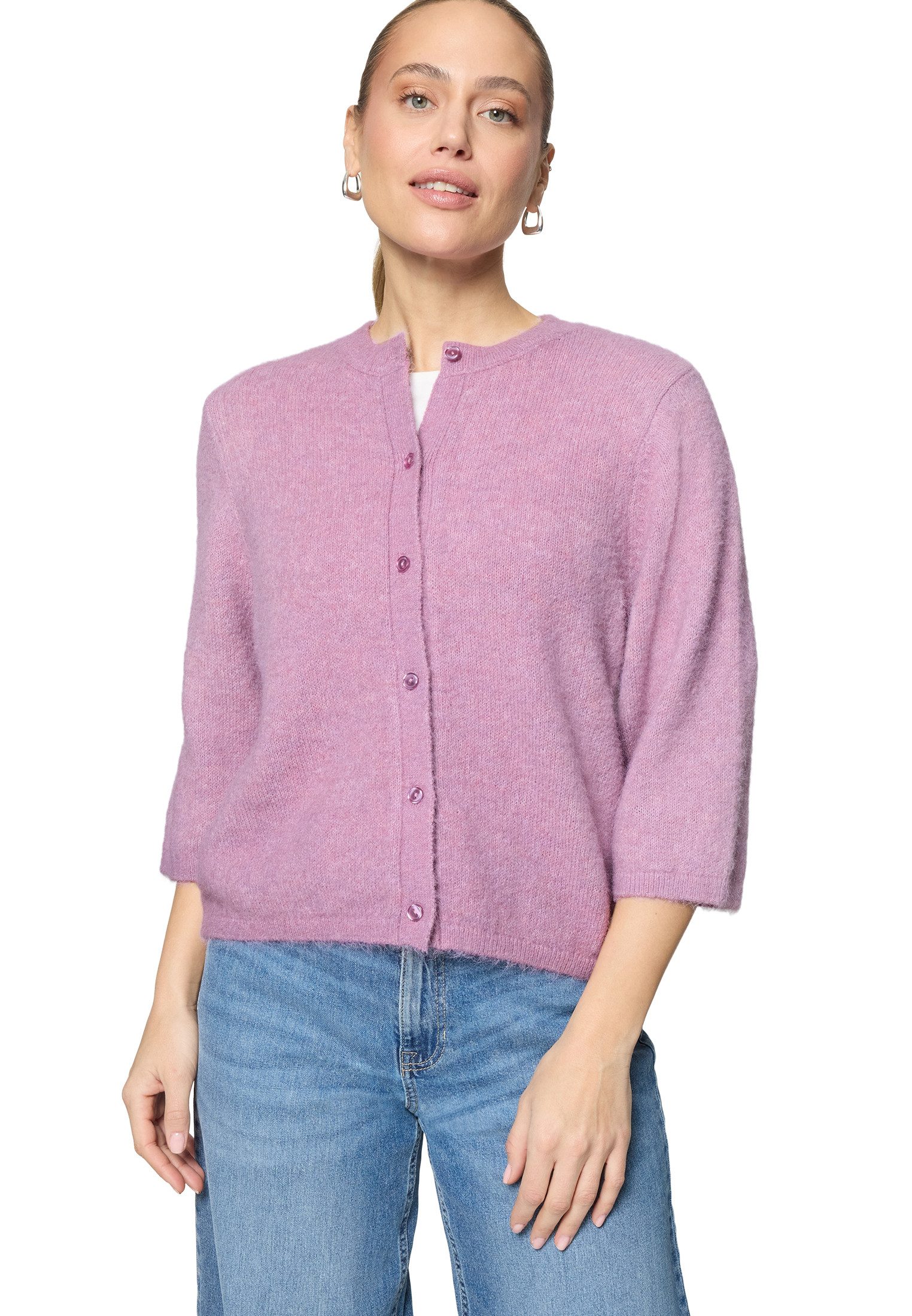 Zero Strickjacke Damen 3/4 Arm und Knöpfe (1-tlg) Knopfleiste