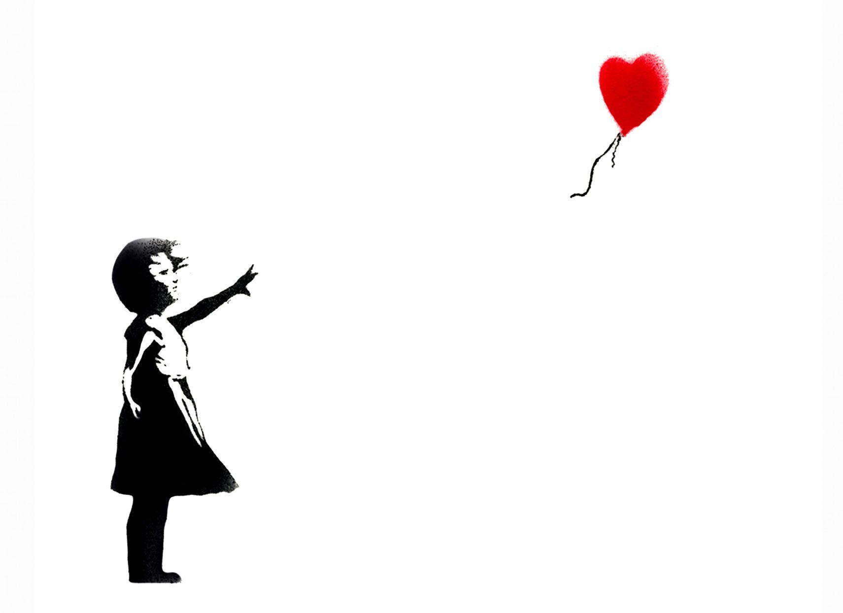 Leinwando Leinwandbild Banksy bilder auf Leinwand - Mädchen mit Herz Quer
