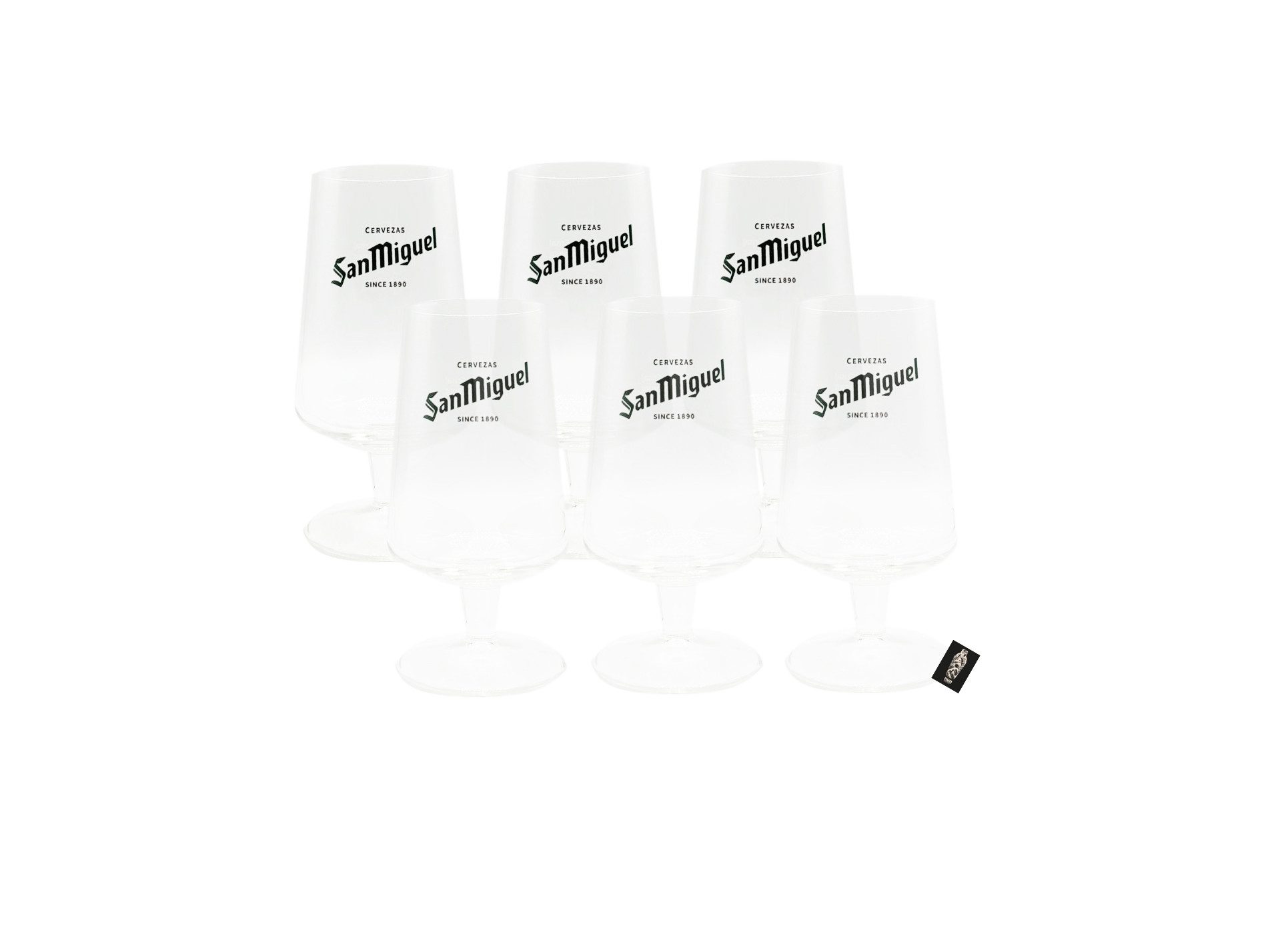 Gläser-Set San Miguel Glas 6er-Set Grün-Goldene Beschriftung geeicht: 30cl