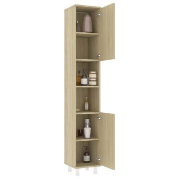 vidaXL Badezimmer-Set Badezimmerschrank Sonoma-Eiche 30x30x179 cm Holzwerkstoff, (1-St)