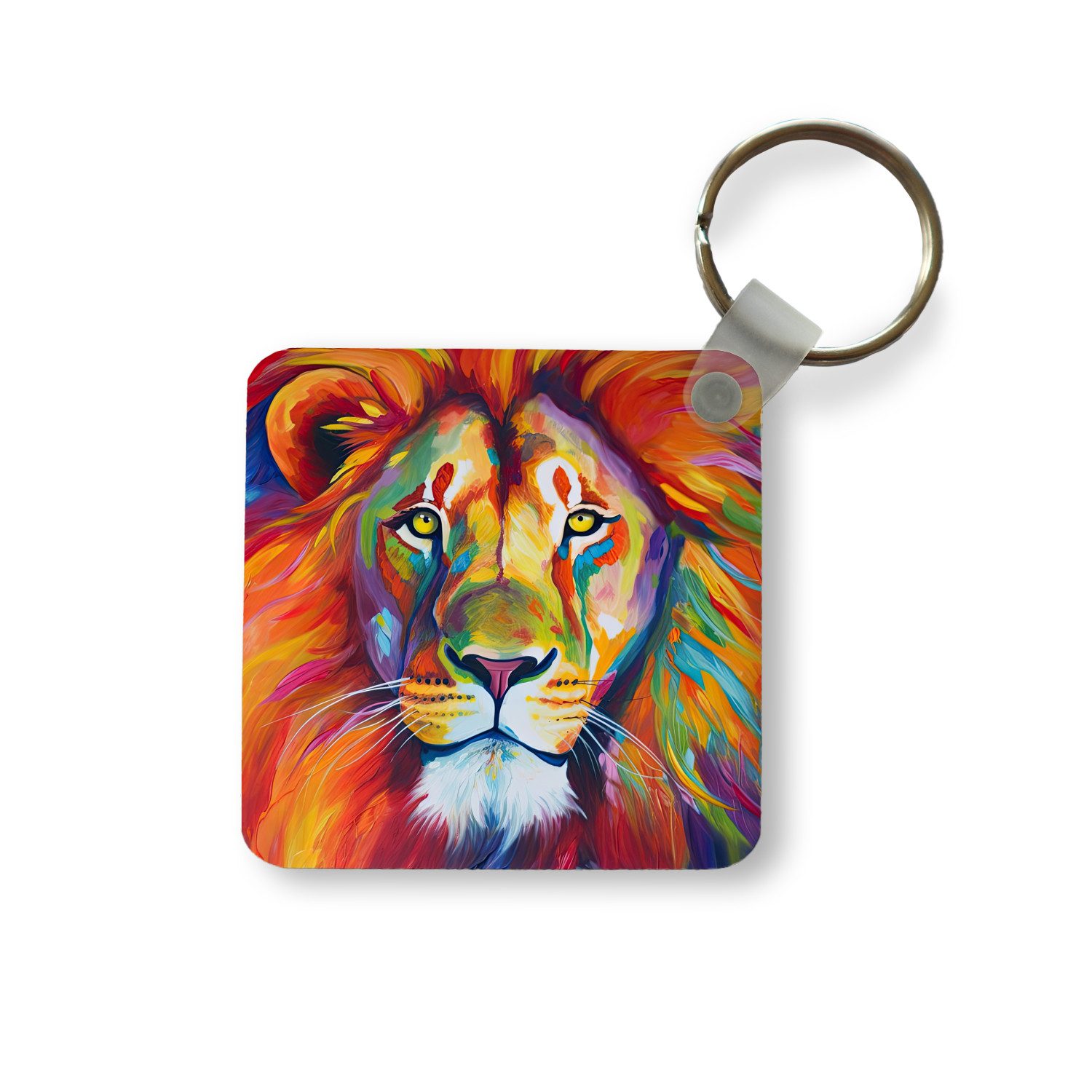 Schlüsselanhänger Löwe - Tiere - Ölfarbe - Regenbogen