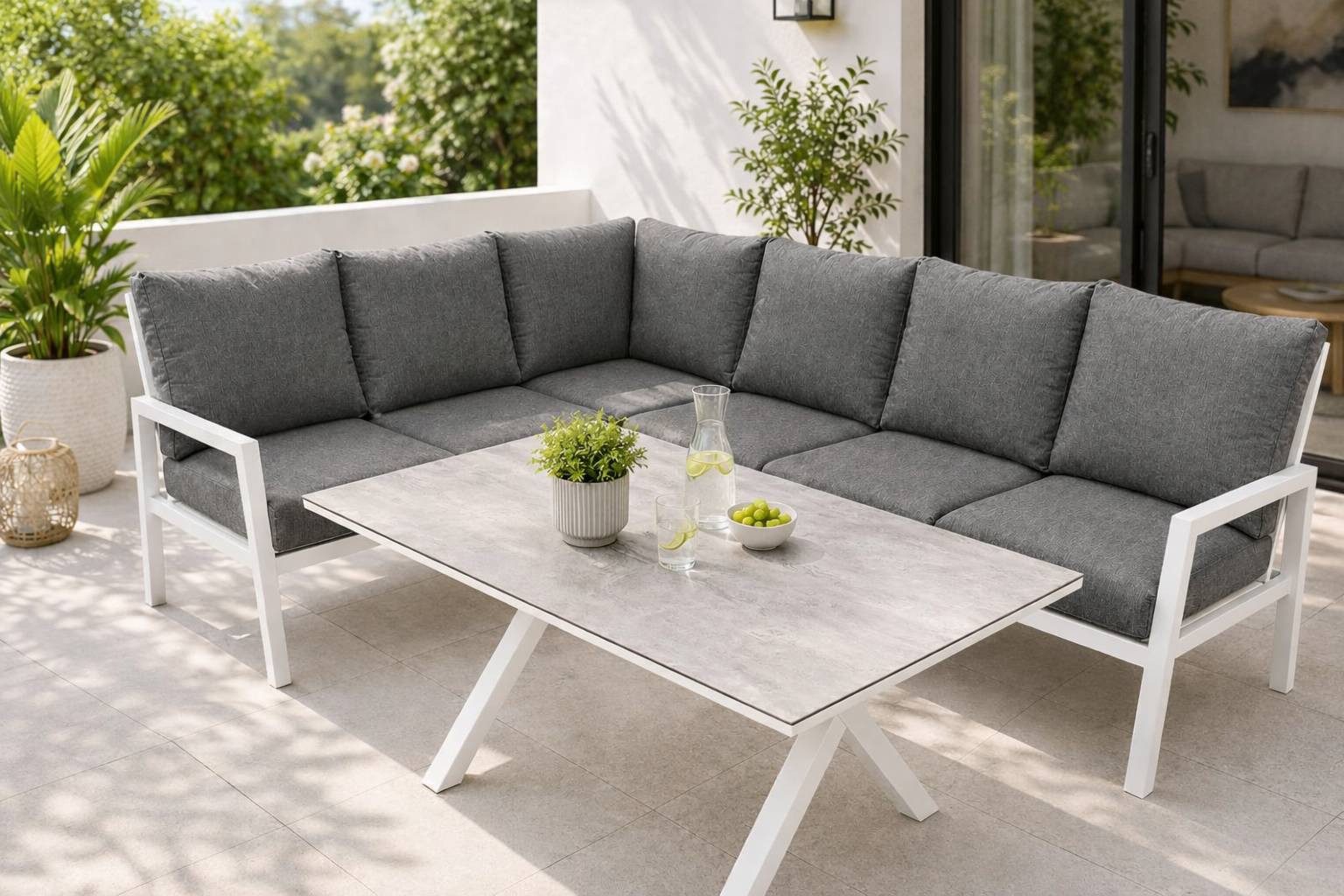TEICO GROUP Gartenlounge-Set Gartenmöbel Lounge Set Aluminium pulverbeschichtet Anthrazit