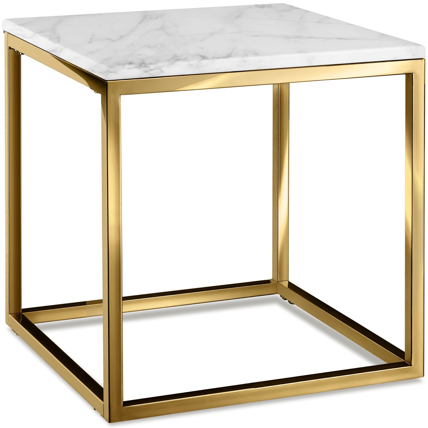 tectake Beistelltisch Couchtisch in Marmoroptik, 45 x 45 x 47,5 cm, Belastbarkeit 12 kg (Wohnzimmertisch Alysia, 1-St., 1 tlg), Moderner, quadratischer Beistelltisch in minimalistischem Stil