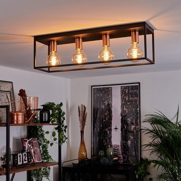 hofstein Deckenleuchte »Palazzetto« längliche Deckenlampe aus Metall in Schwarz/Roségold, ohne Leuchtmittel, moderne Leuchte mit Lichteffekt durch Gitter-Optik, 4xE27