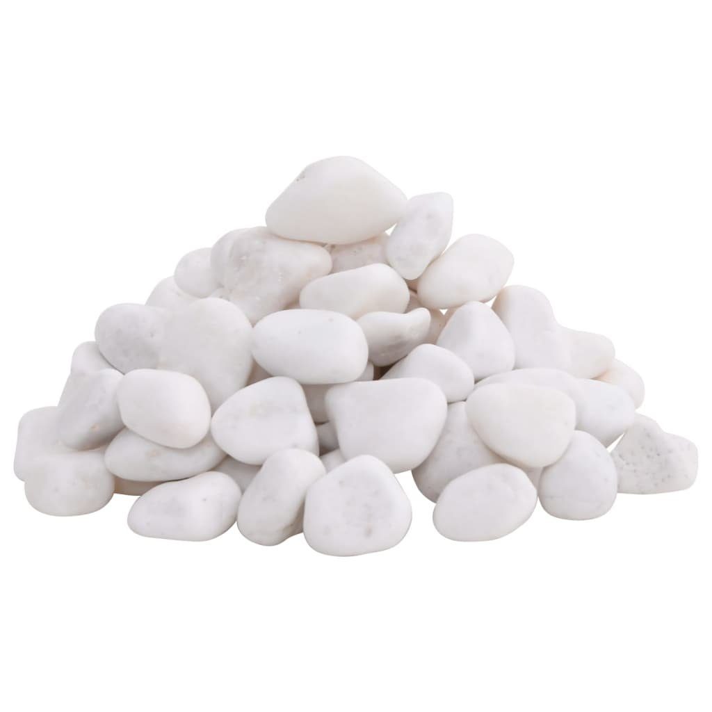 vidaXL Aquariendeko Polierte Kiesel 25 kg Weiß 2-5 cm