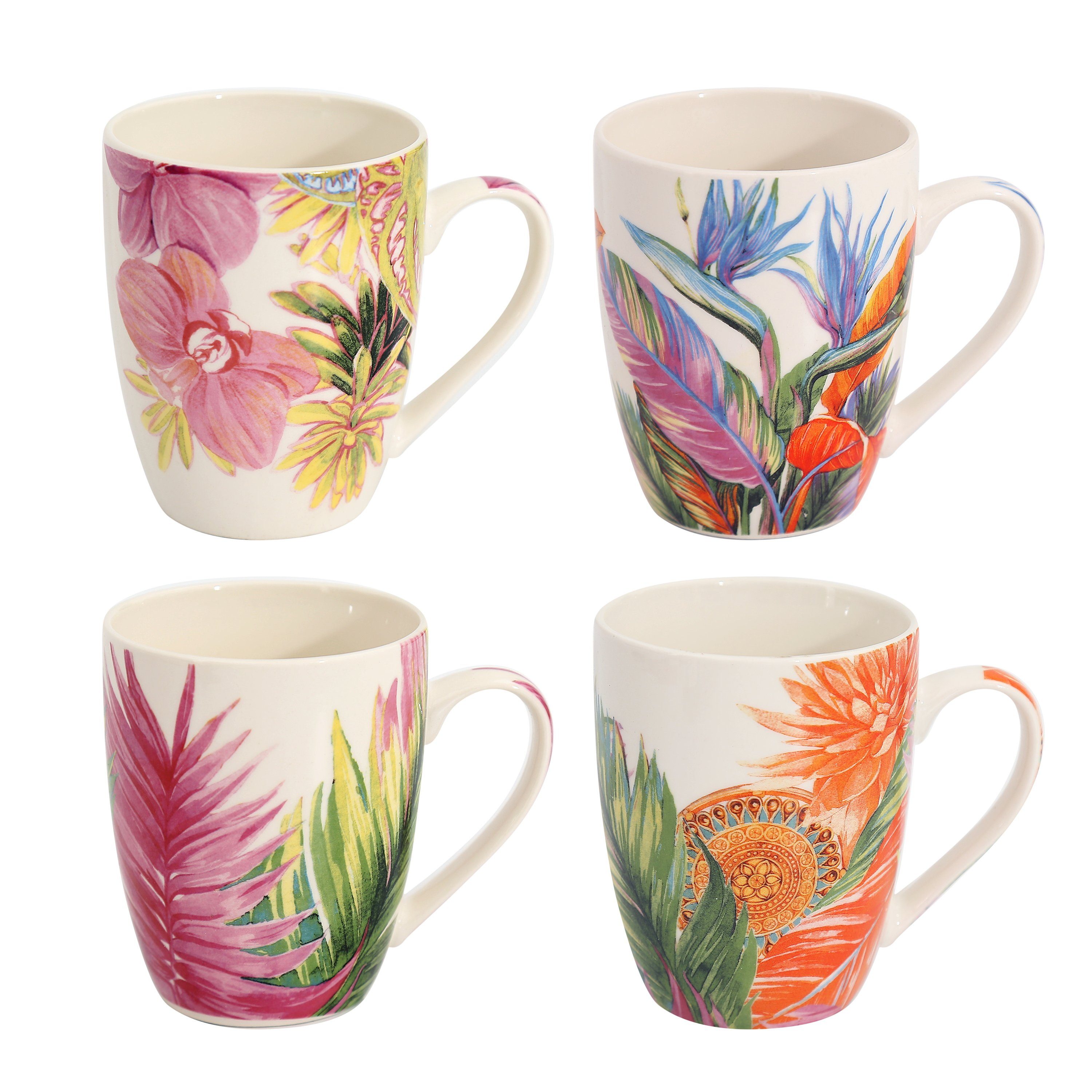 Autiga Kaffeetasse Mandala Ethno, 375 Ml, Keramik, Rosa Innenfarbe, Spülmaschinenfest, Handmade In Deutschland