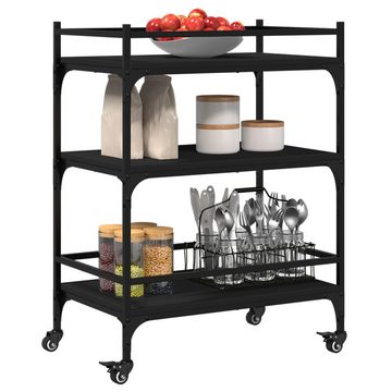 vidaXL Küchenwagen Küchenwagen Rollwagen Ablage Schwarz 65x40x86,5 cm Holzwerkstoff