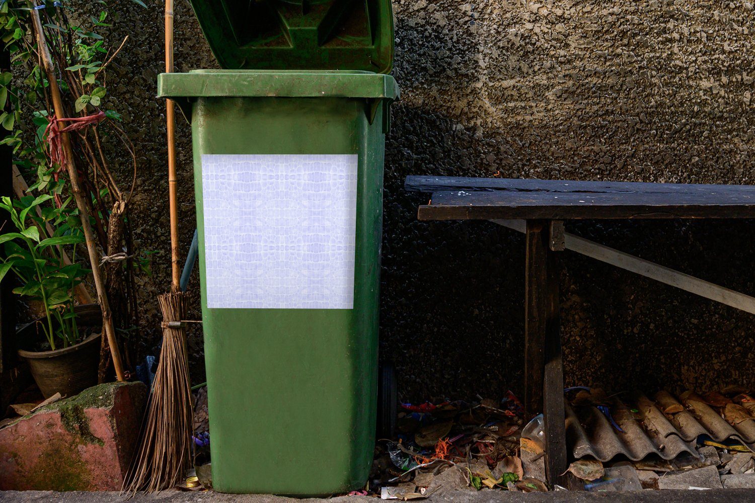 MuchoWow Wandsticker Tierhaut St), (1 - Leder Abfalbehälter Sticker, Textur Mülleimer-aufkleber, - Mülltonne, Container