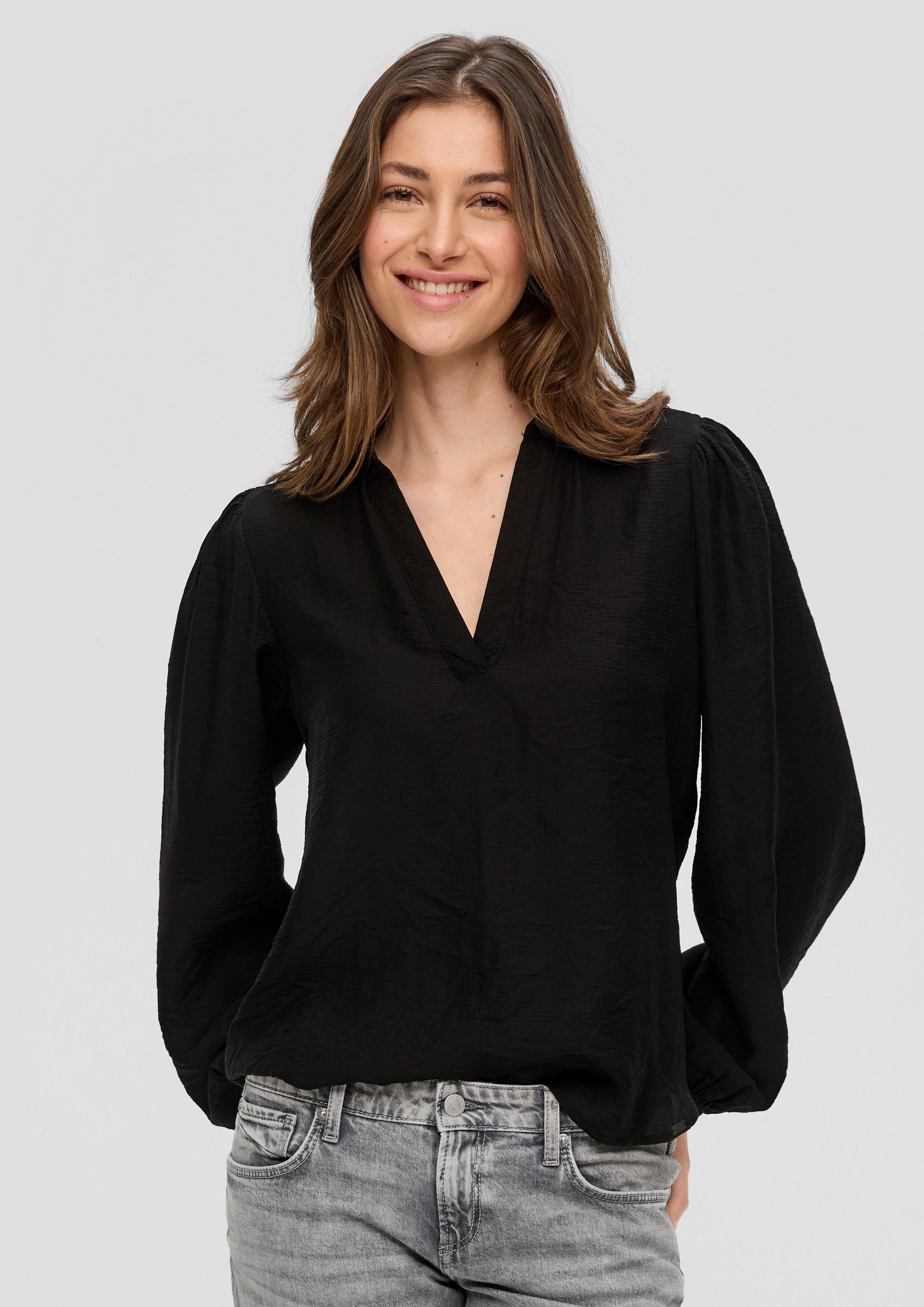 Langarmbluse Bluse mit Puffärmel aus Viskosemix