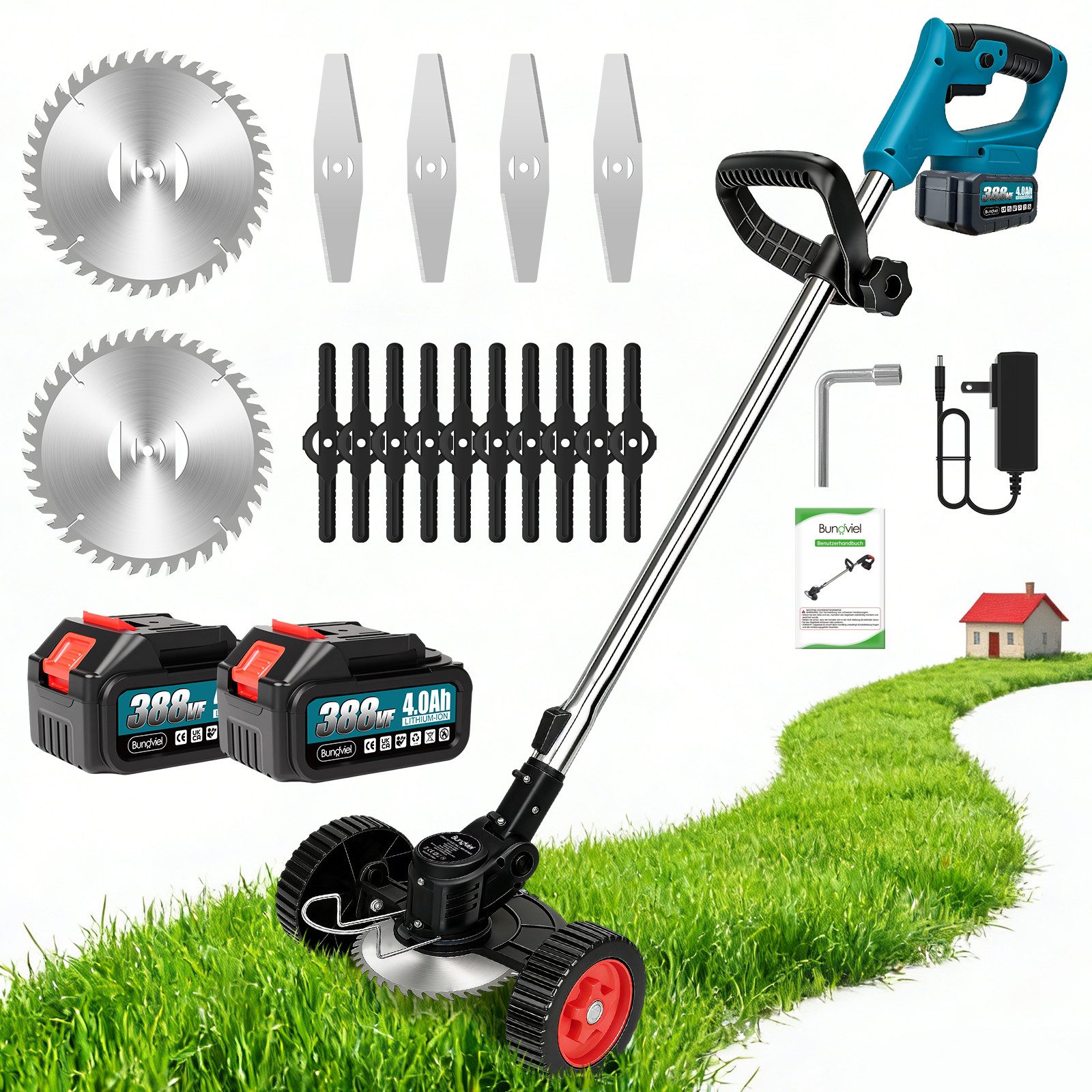 Bundviel Elektrorasenmäher Akku-Rasentrimmer, Batteriebetriebener Rasentrimmer Mit 21 V